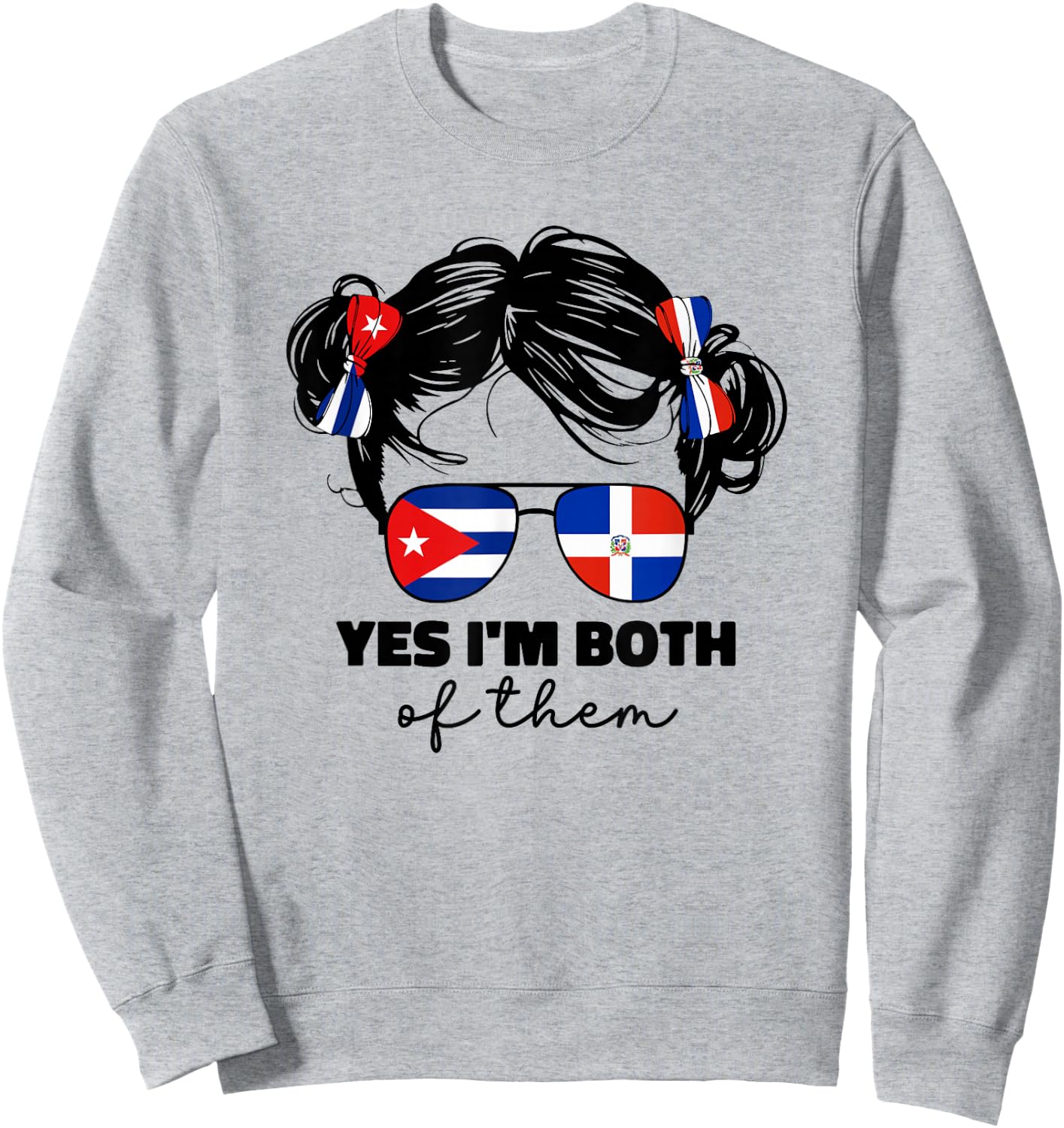Half Dominican Republic And Cuban Cuba Flag Kids Girl Mix Sweatshirt - Sweatshirt | Ash