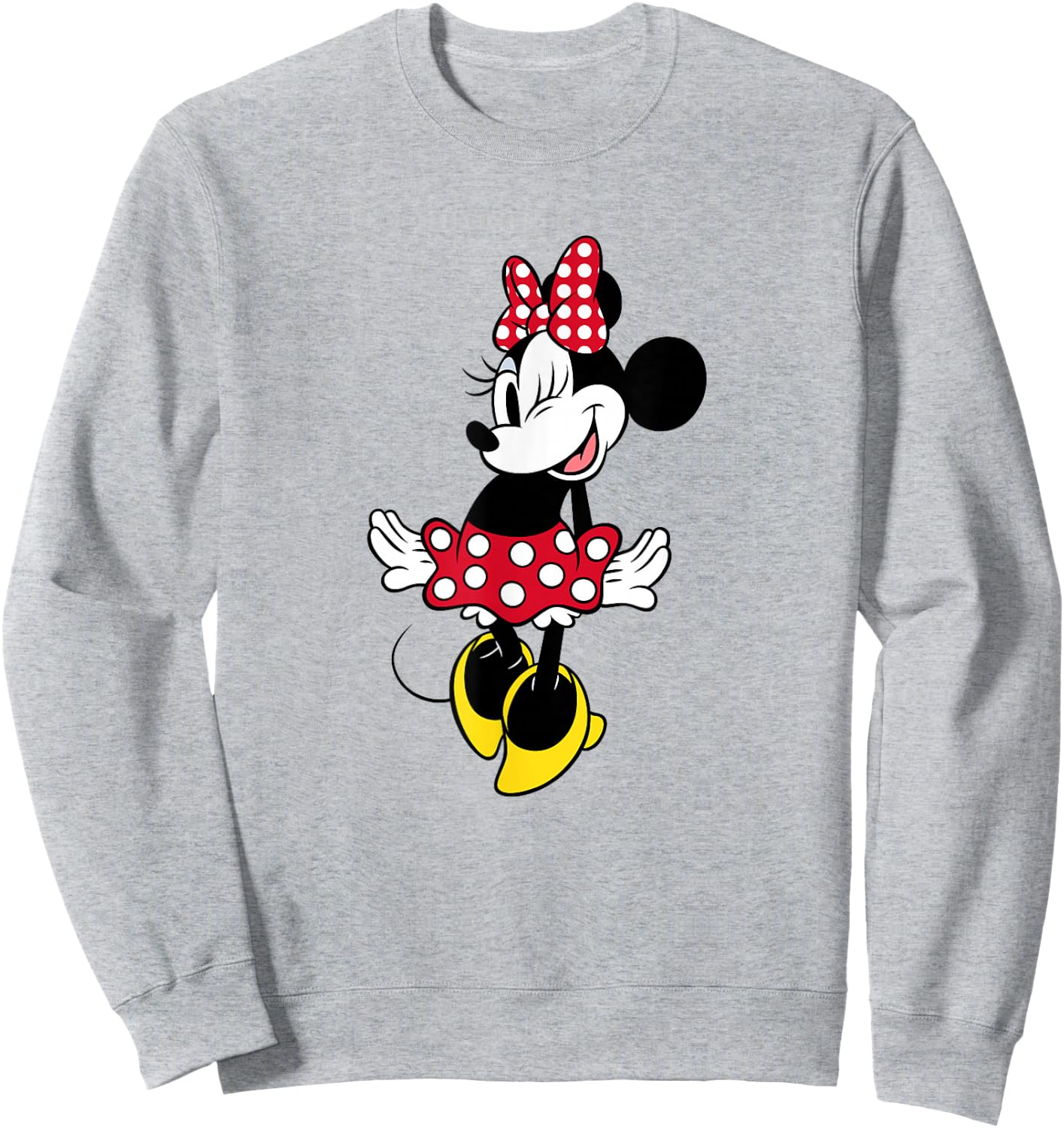 Disney Minnie Mouse Vintage Sweetie Red Polka Dot Wink Face Sweatshirt - Sweatshirt | Ash