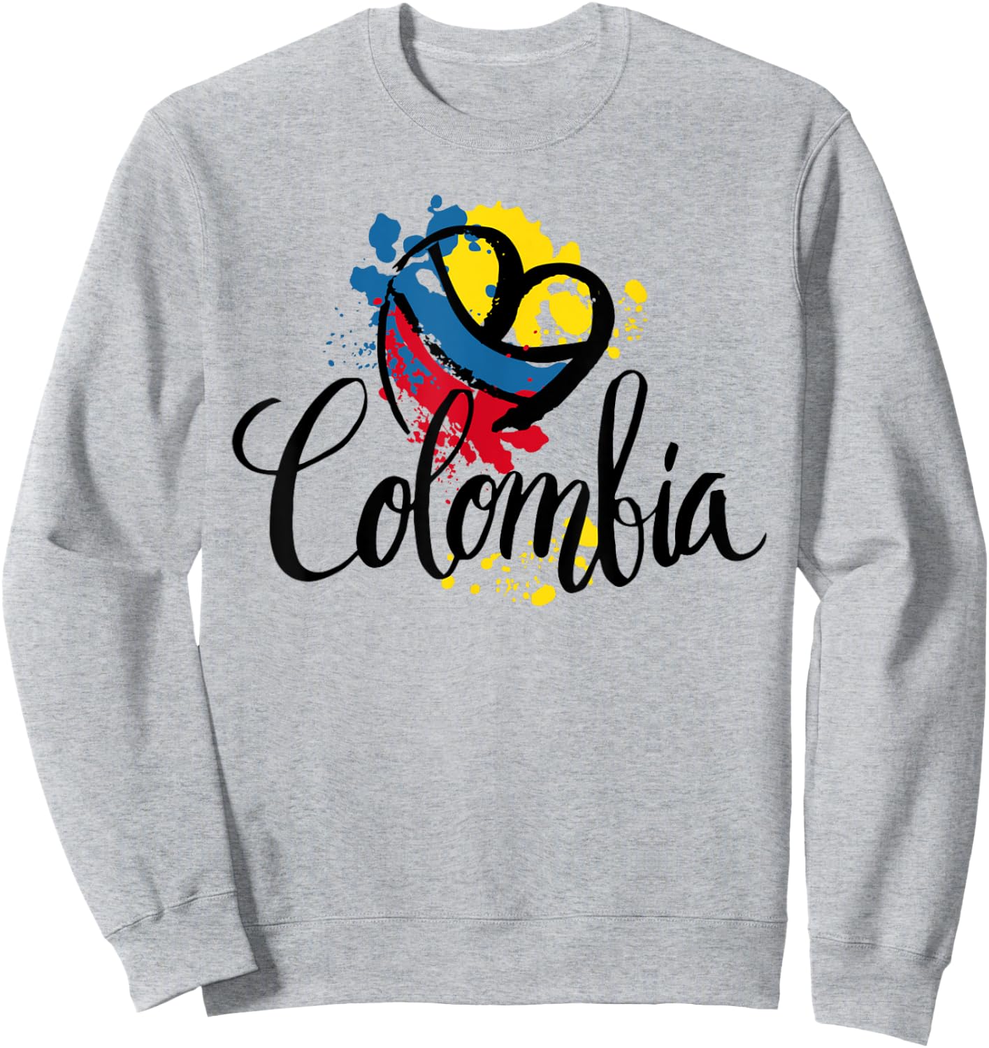 Beautiful I Love Colombia National Flag Colors Heart Sweatshirt - Sweatshirt | Ash