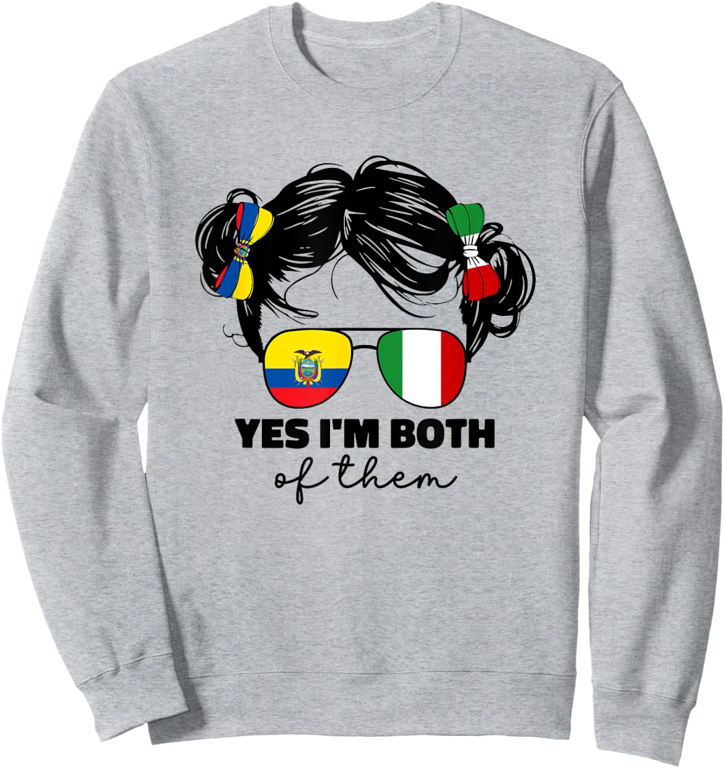 Half Italian And Ecuadorian Ecuador Italy Flag Kids Girl Sweatshirt - Sweatshirt | Ash