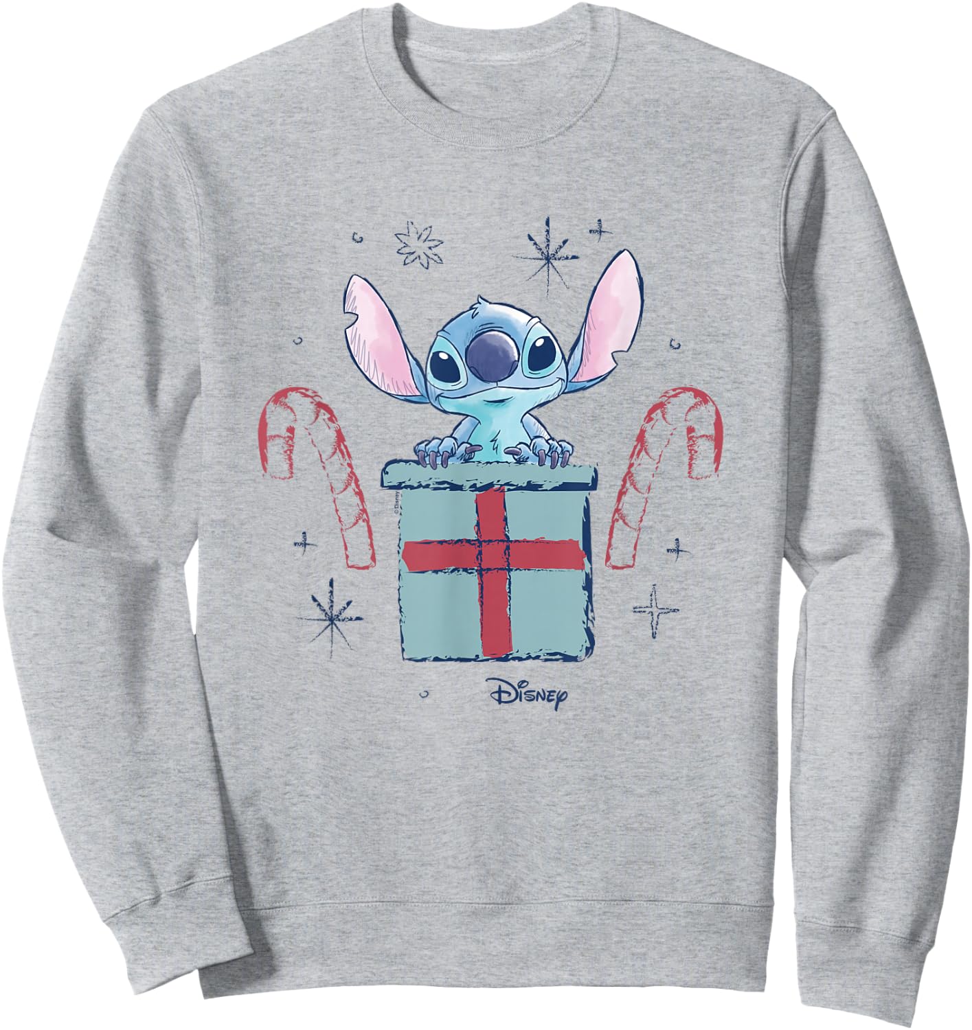 Lilo & Stitch - Christmas Stitch Candy Cane Gift Sweatshirt - Sweatshirt | Ash