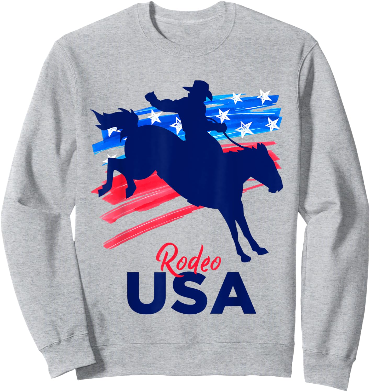 Rodeo Support the Team Rodeo Cowboy Rider Horse USA Flag Sweatshirt - Sweatshirt | Ash