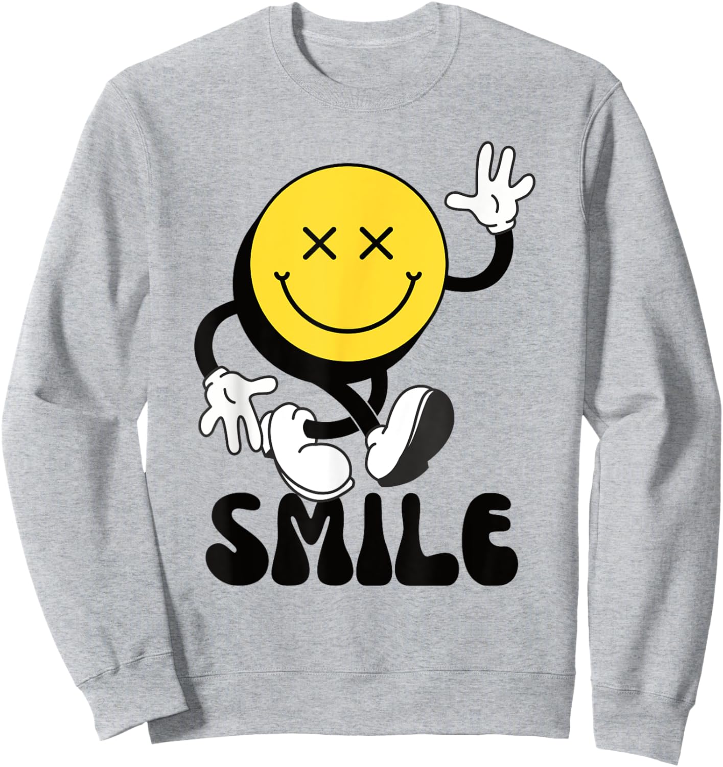 70s Yellow Smile Face Shirt Cute Happy Peace Smiling Face Sweatshirt - Sweatshirt | Ash