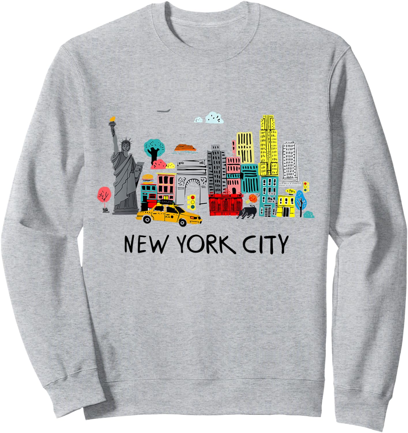 Cool New York City Sketch Drawing Art Illustration Graphic Sweatshirt - Sweatshirt | Ash