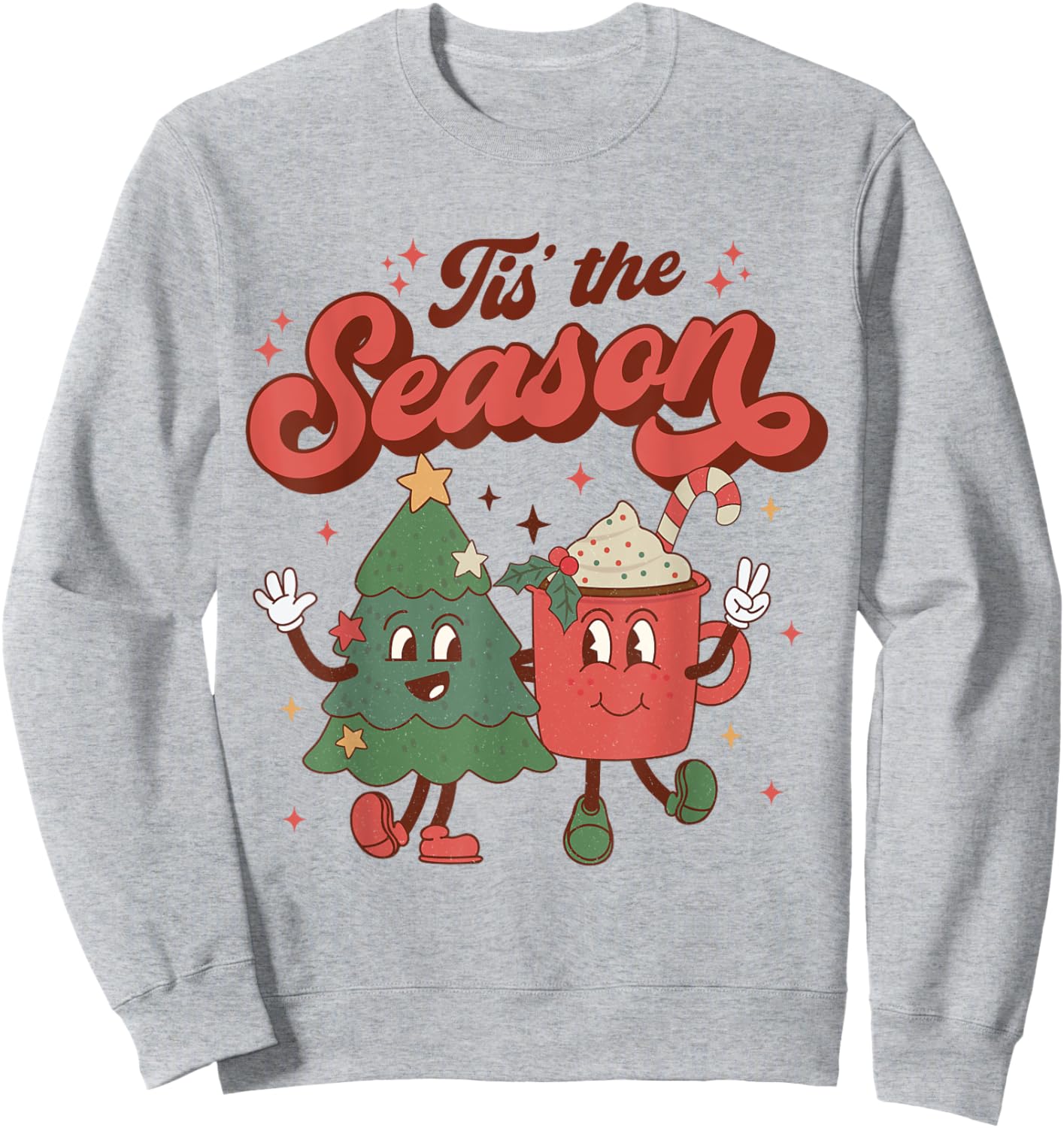 Tis The Season Retro Christmas 70s 80s Vintage Groovy Cute Sweatshirt - Sweatshirt | Ash