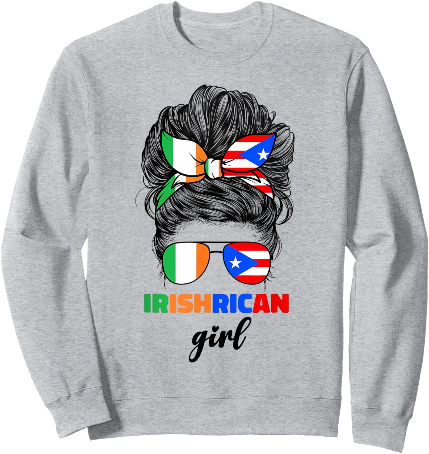 Half Irish And Puerto Rican Rico Ireland Flag Girl Sweatshirt - Sweatshirt | Ash