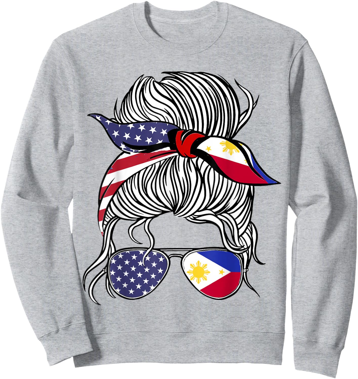 American Filipina Patriot Flag Women Girl Philippines Grown Sweatshirt - Sweatshirt | Ash