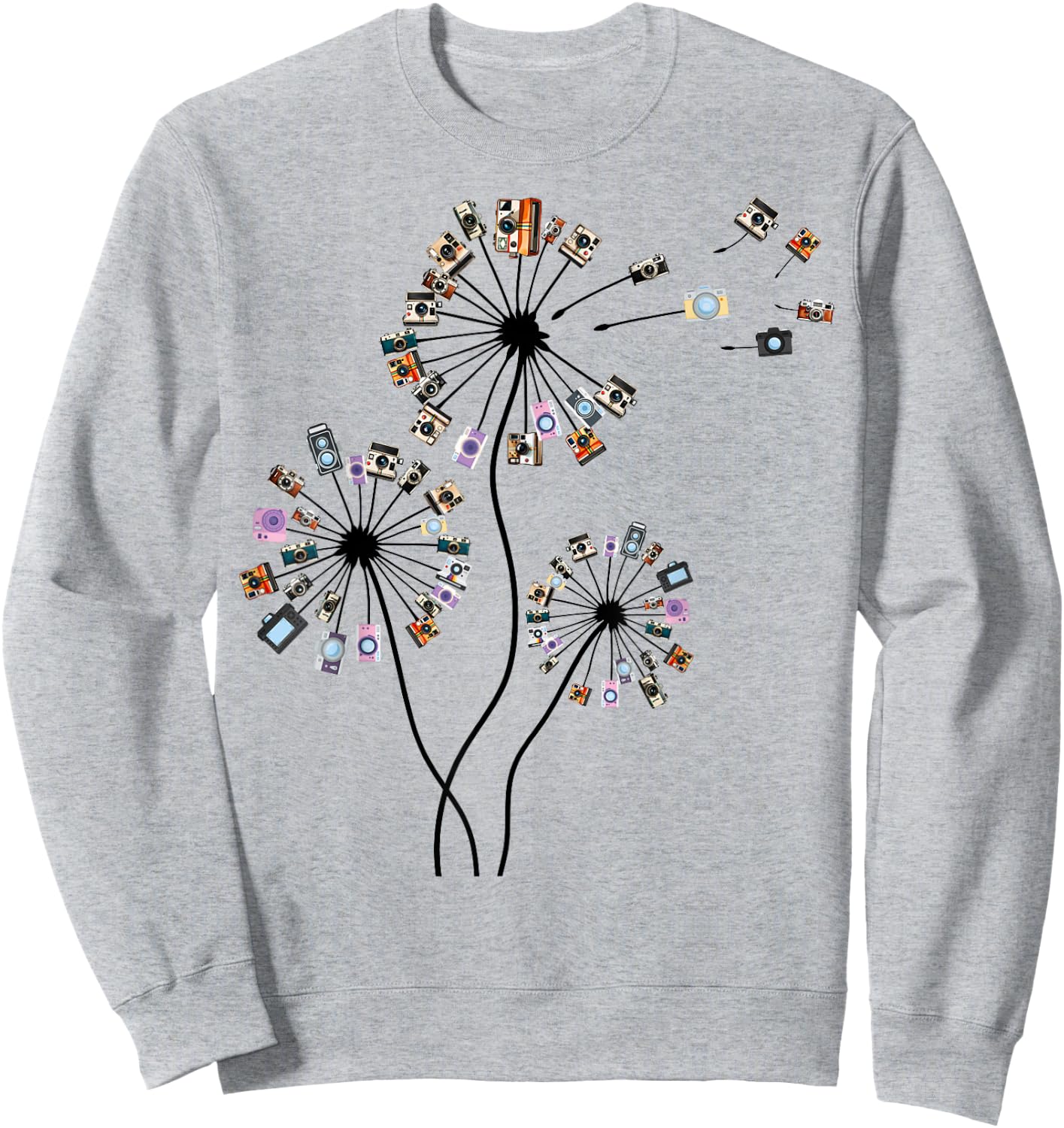 Photographer Vintage Camera Dandelion Graphic Photography Sweatshirt - Sweatshirt | Ash