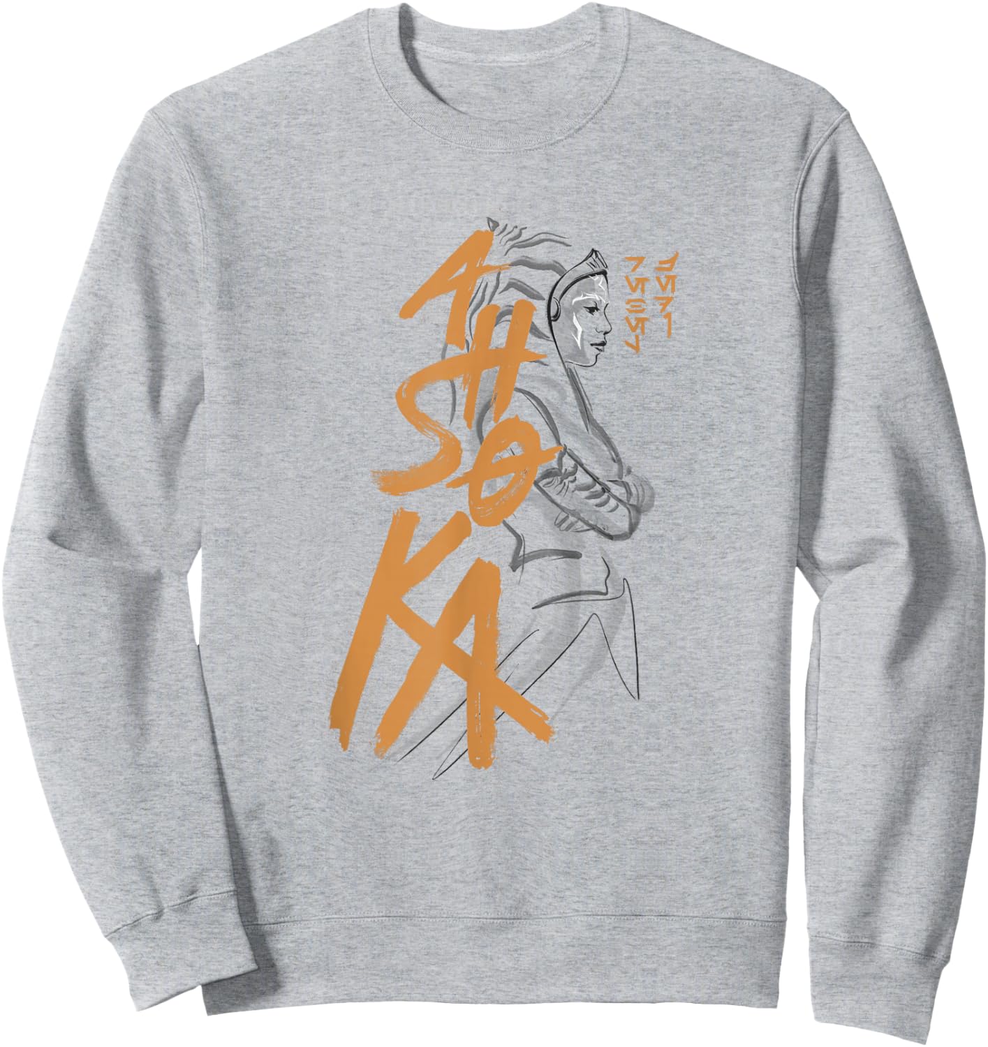 Star Wars: Ahsoka Outline Paint Brush Strokes Portrait Sweatshirt - Sweatshirt | Ash