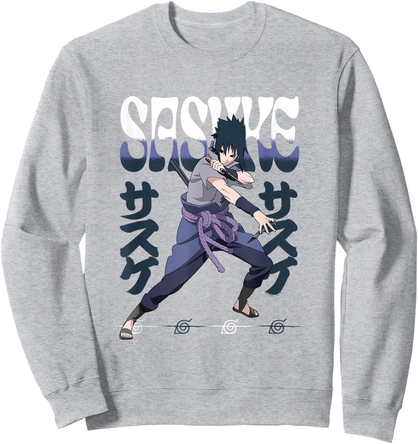 Naruto Shippuden Sasuke Attack Pose with Kanji Anime Sweatshirt - Sweatshirt | Ash