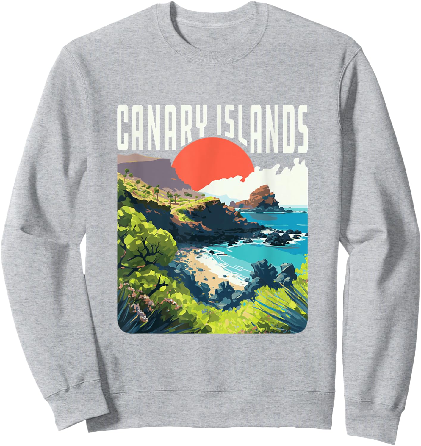 Canary Islands Vintage WPA Style Coastline Souvenir Sweatshirt - Sweatshirt | Ash