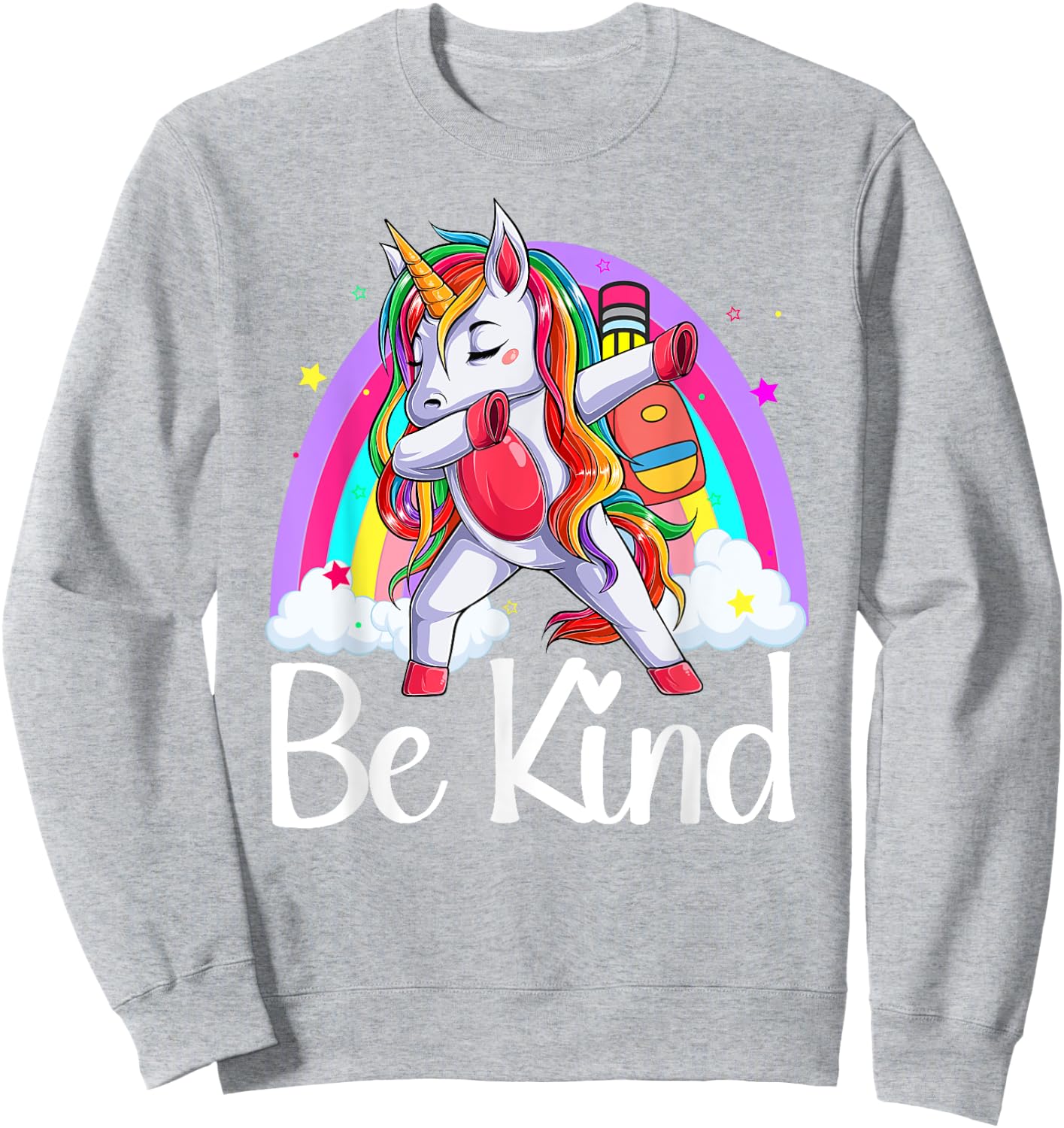 Be Kind Unicorn Rainbow Unity Day Orange Anti Bullying 2023 Sweatshirt - Sweatshirt | Ash