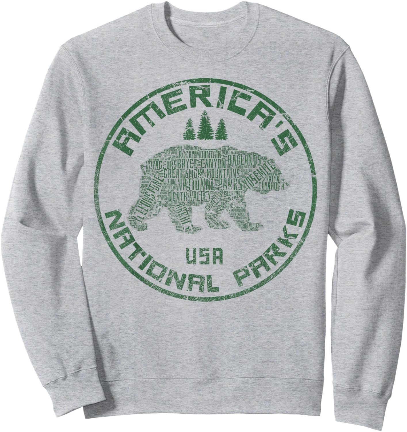National Parks Bear Hiking Travel Camping Outdoors Retro USA Sweatshirt - Sweatshirt | Ash