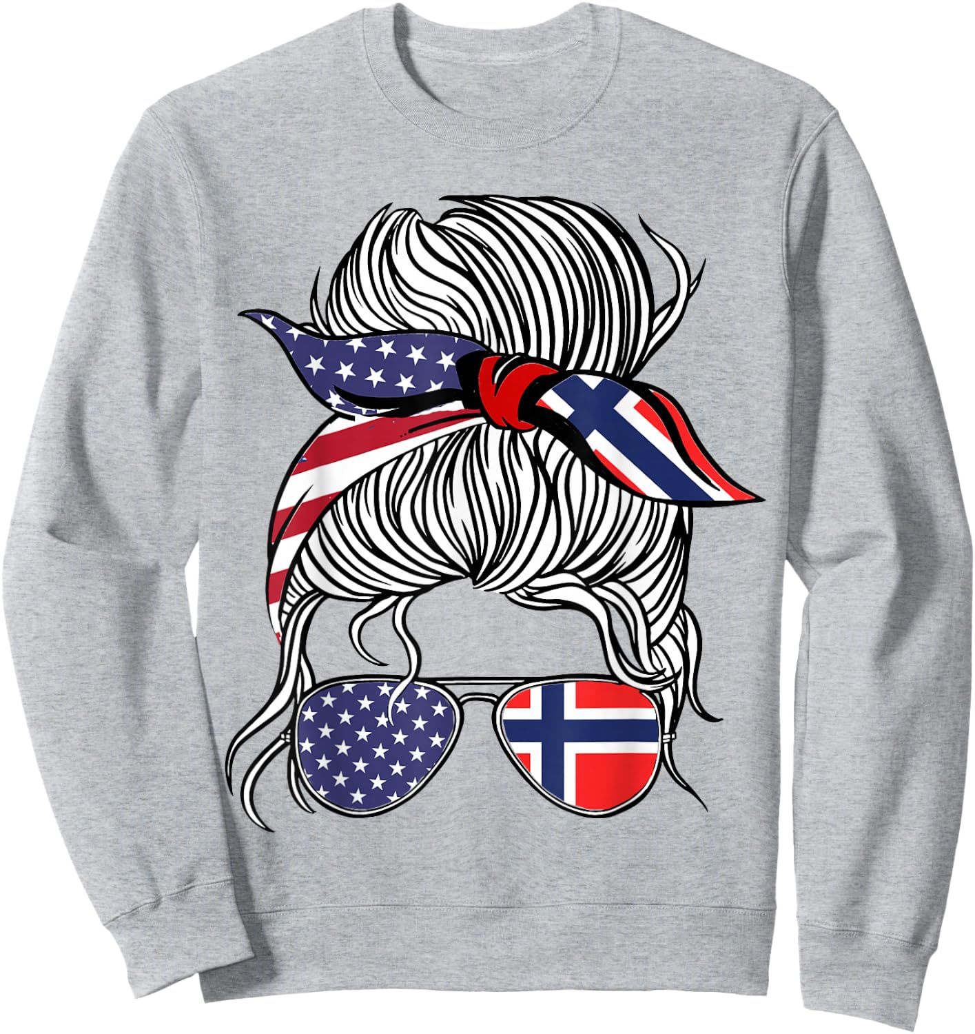 American Norwegian Patriot Flag Women Girl Norway Grown Sweatshirt - Sweatshirt | Ash