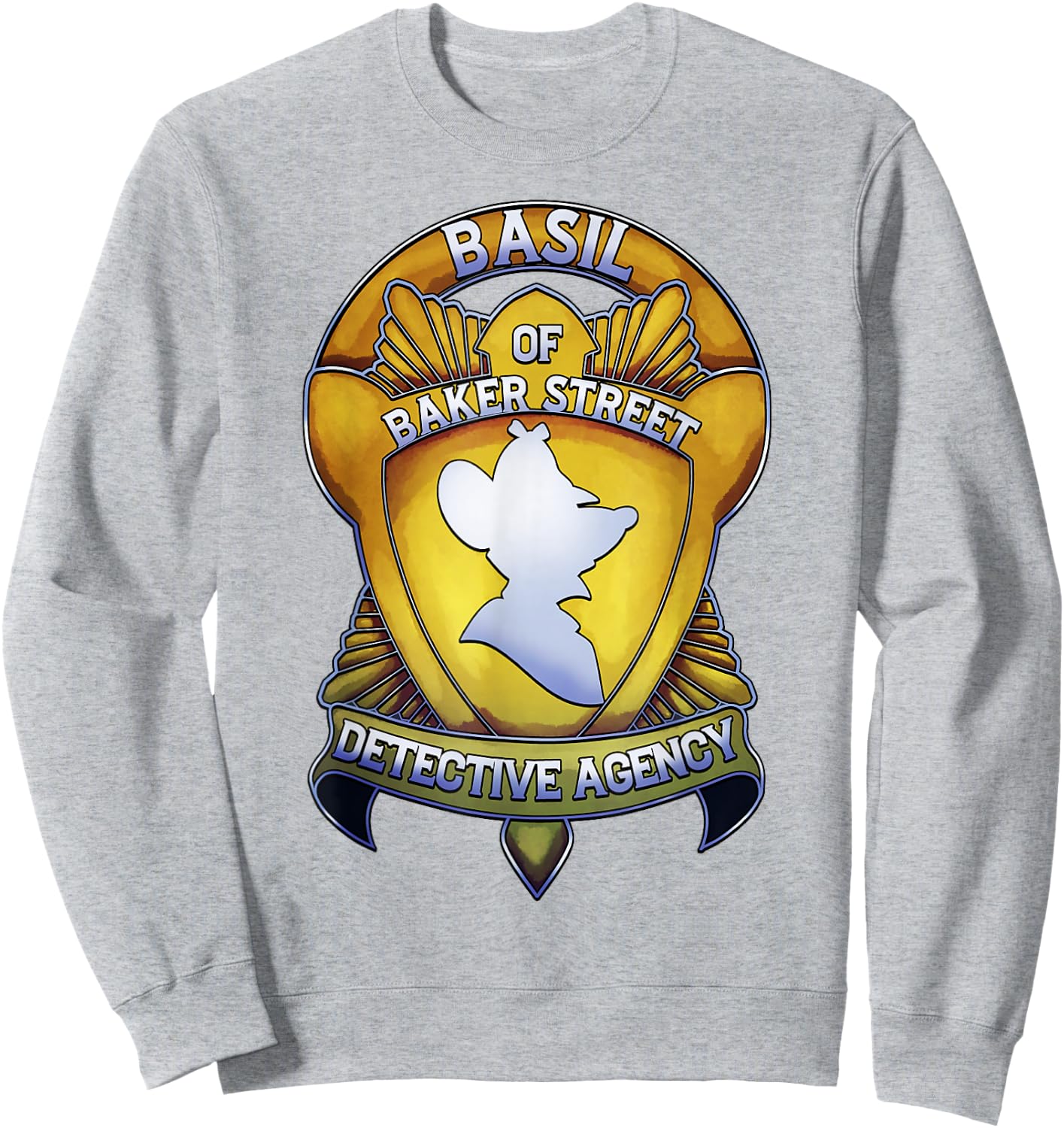 Disney The Great Mouse Detective Basil Of Baker Street Badge Sweatshirt - Sweatshirt | Ash