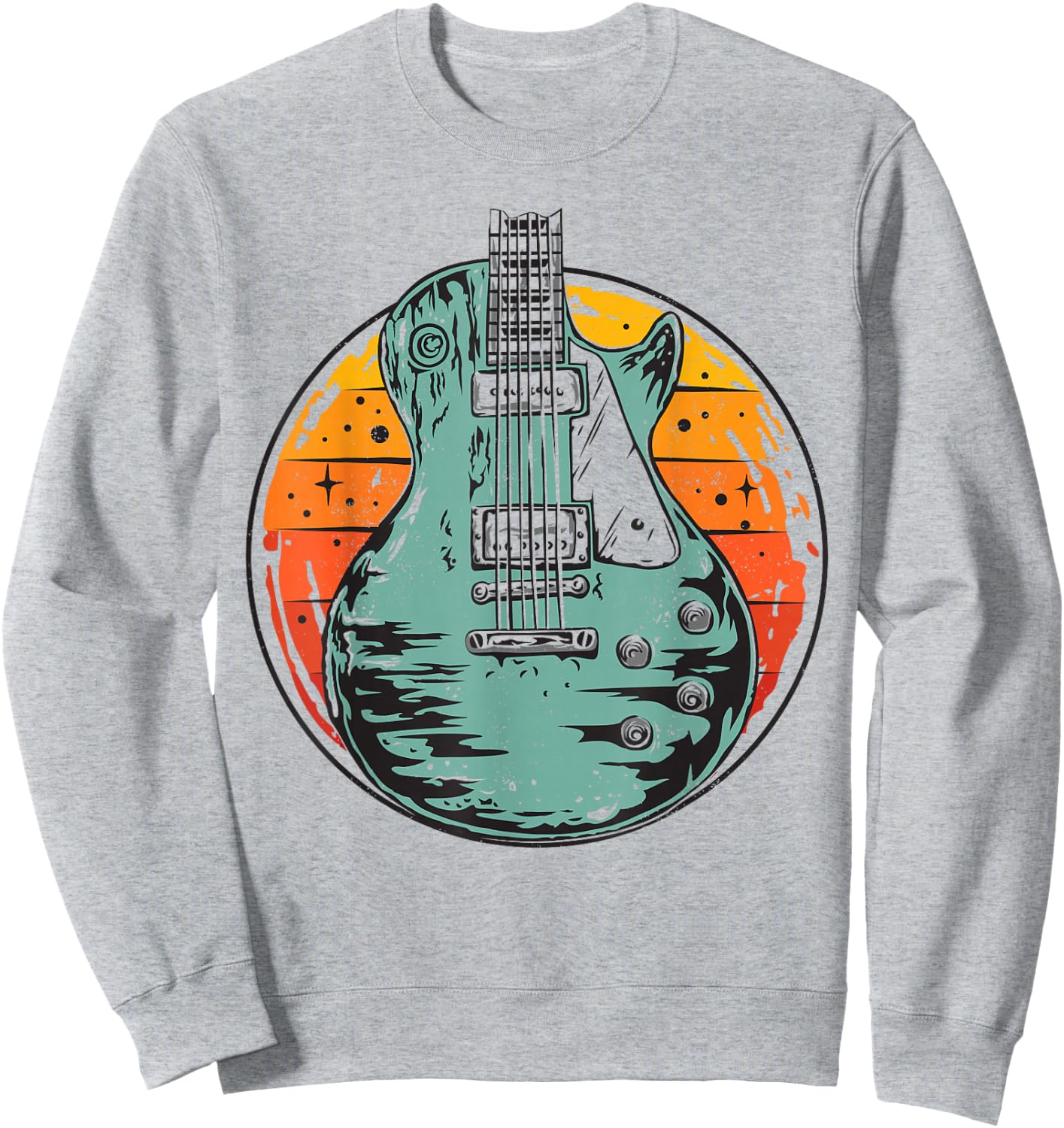 Electric Guitar Retro Sunset Vintage Music Band Guitarist Sweatshirt - Sweatshirt | Ash