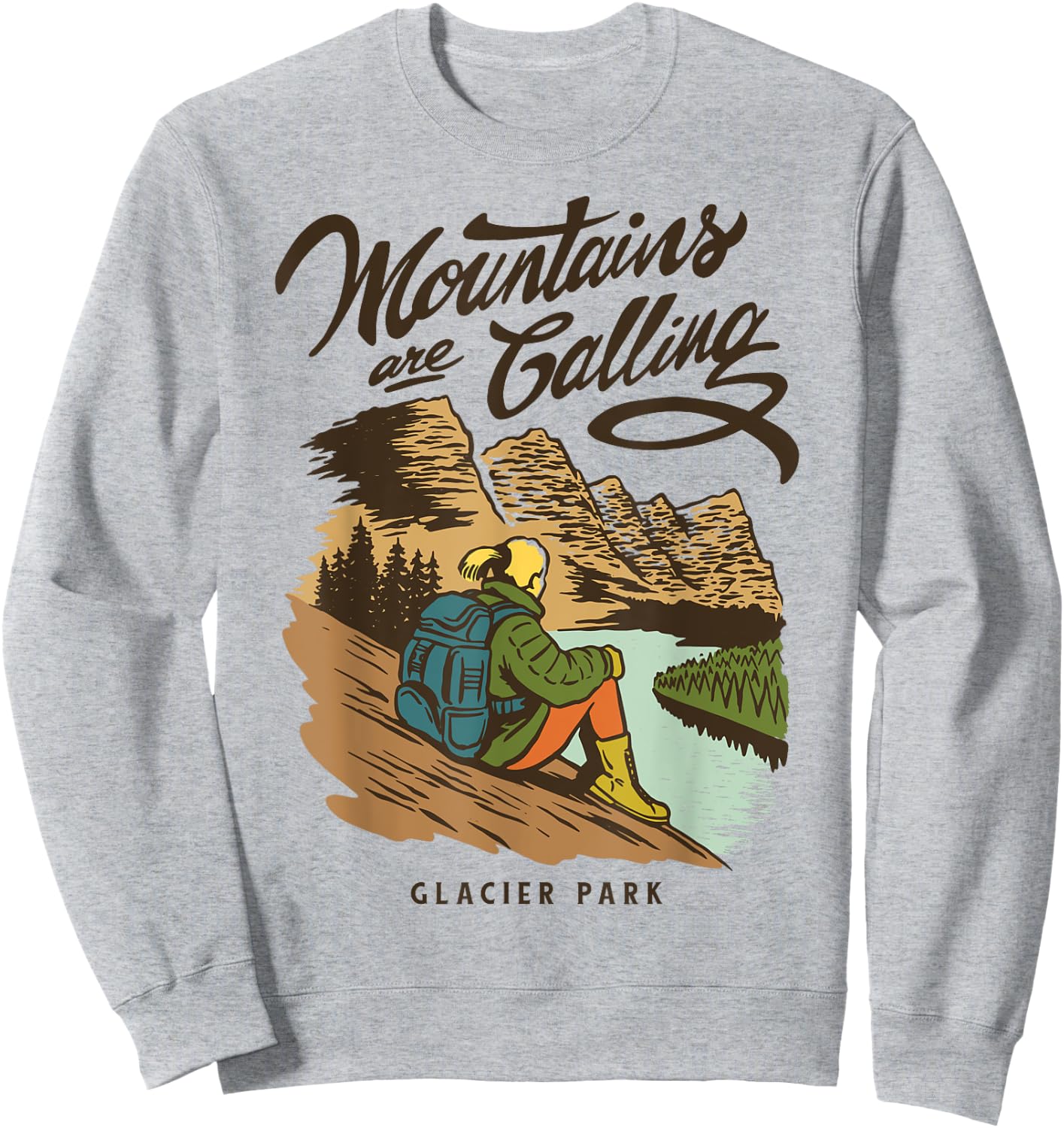 Retro Glacier National Park US Vintage Glacier Sweatshirt - Sweatshirt | Ash