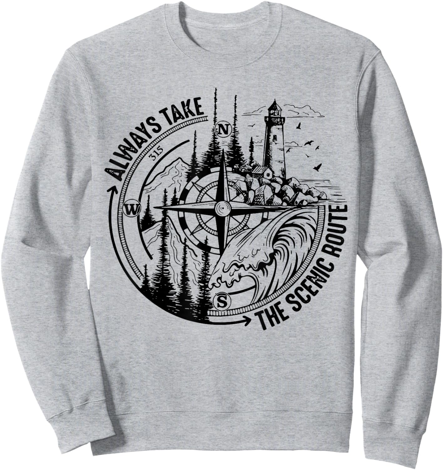 Always Take The Scenic Route Sweatshirt - Sweatshirt | Ash