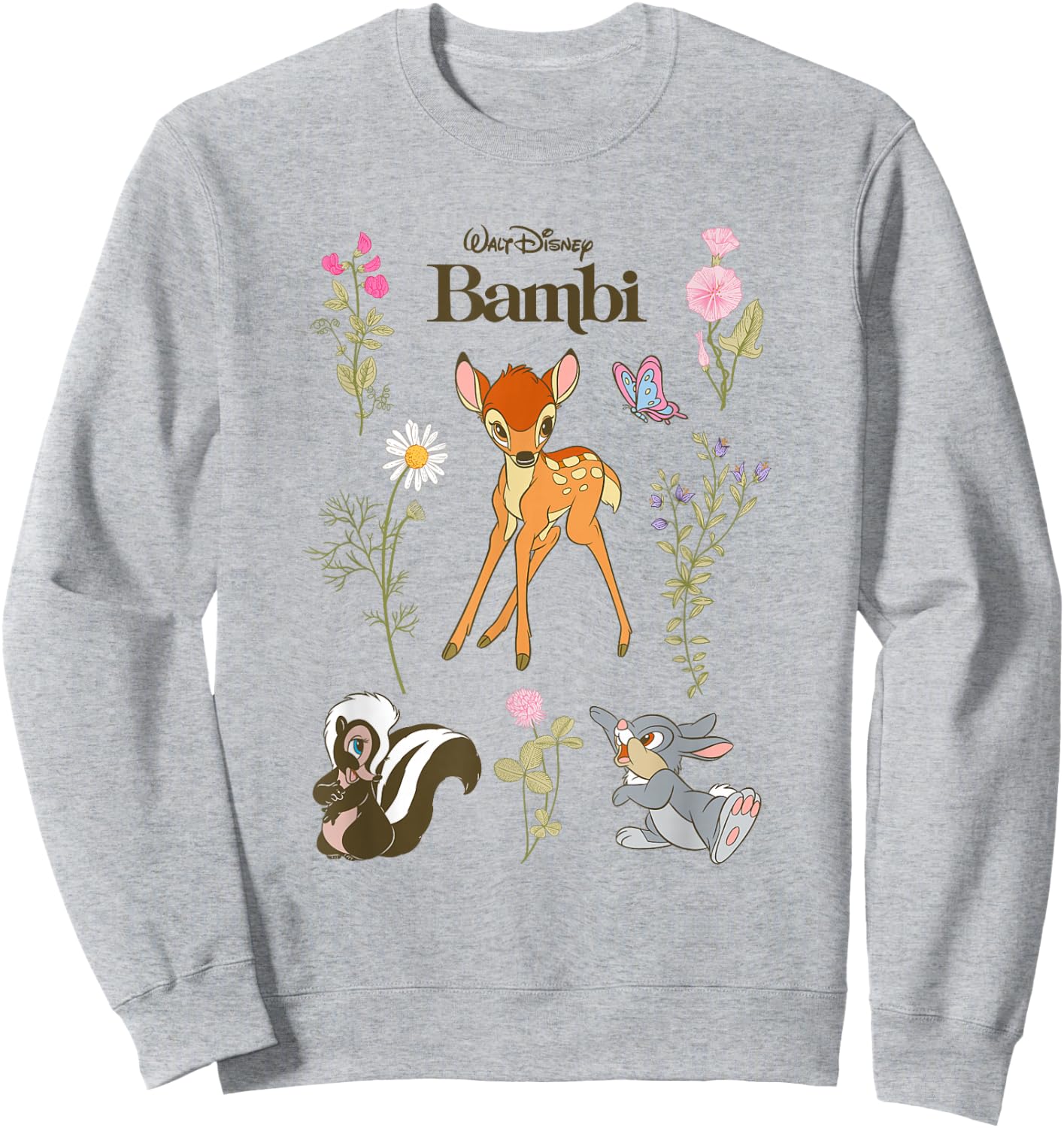 Disney Bambi and Friends Flower Thumper Big Chest Logo Sweatshirt - Sweatshirt | Ash