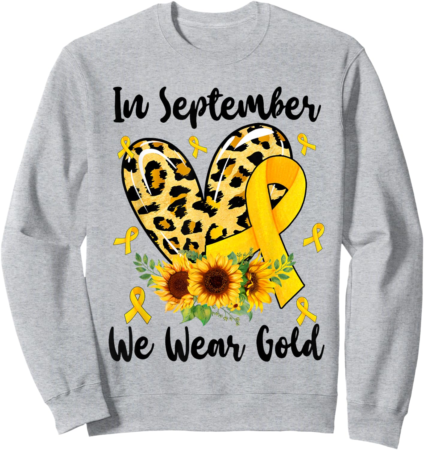 In September We Wear Gold Childhood Cancer Awareness Yellow Sweatshirt - Sweatshirt | Ash