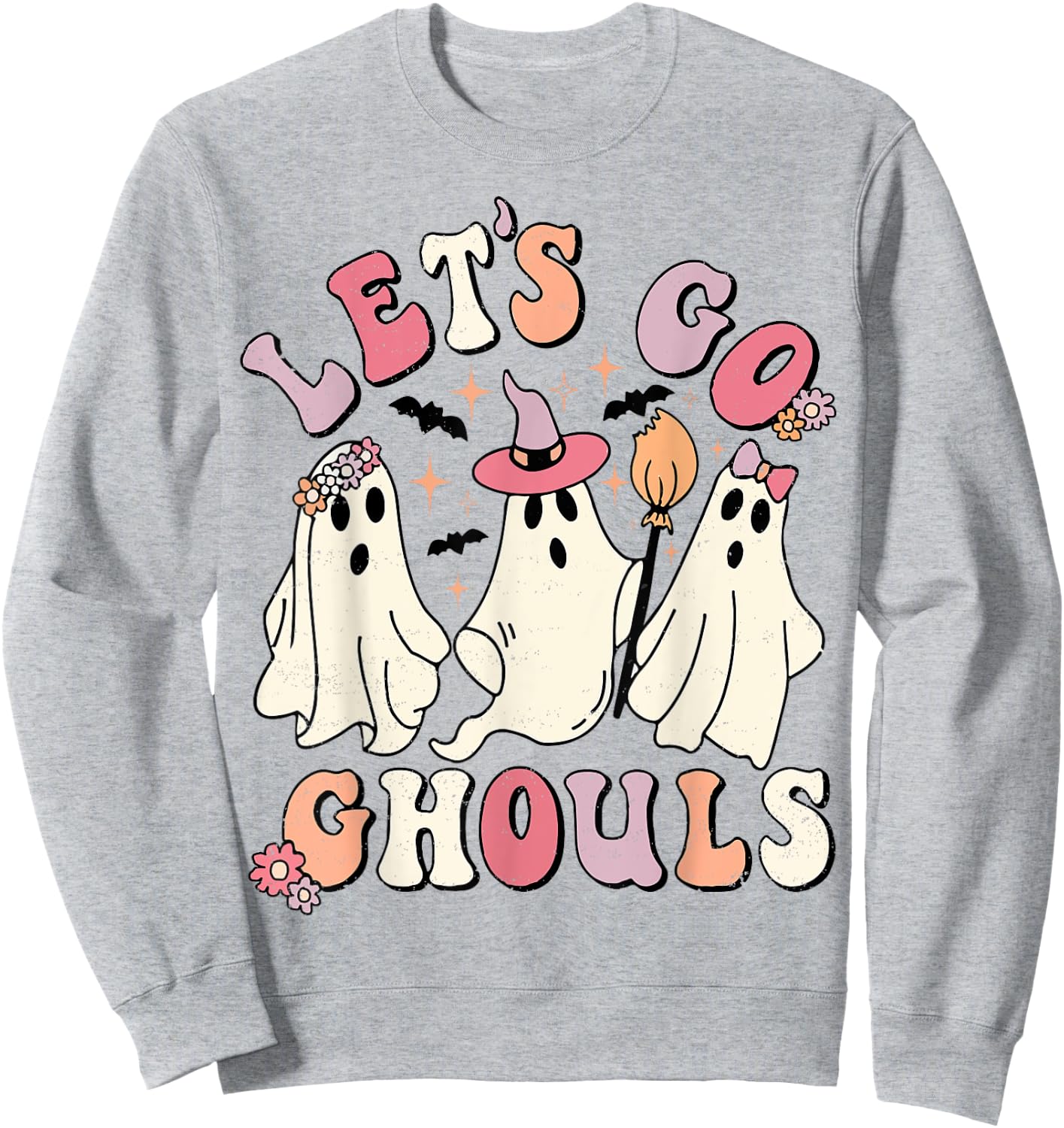 Let's Go Ghouls Funny Ghost Halloween Sweatshirt - Sweatshirt | Ash