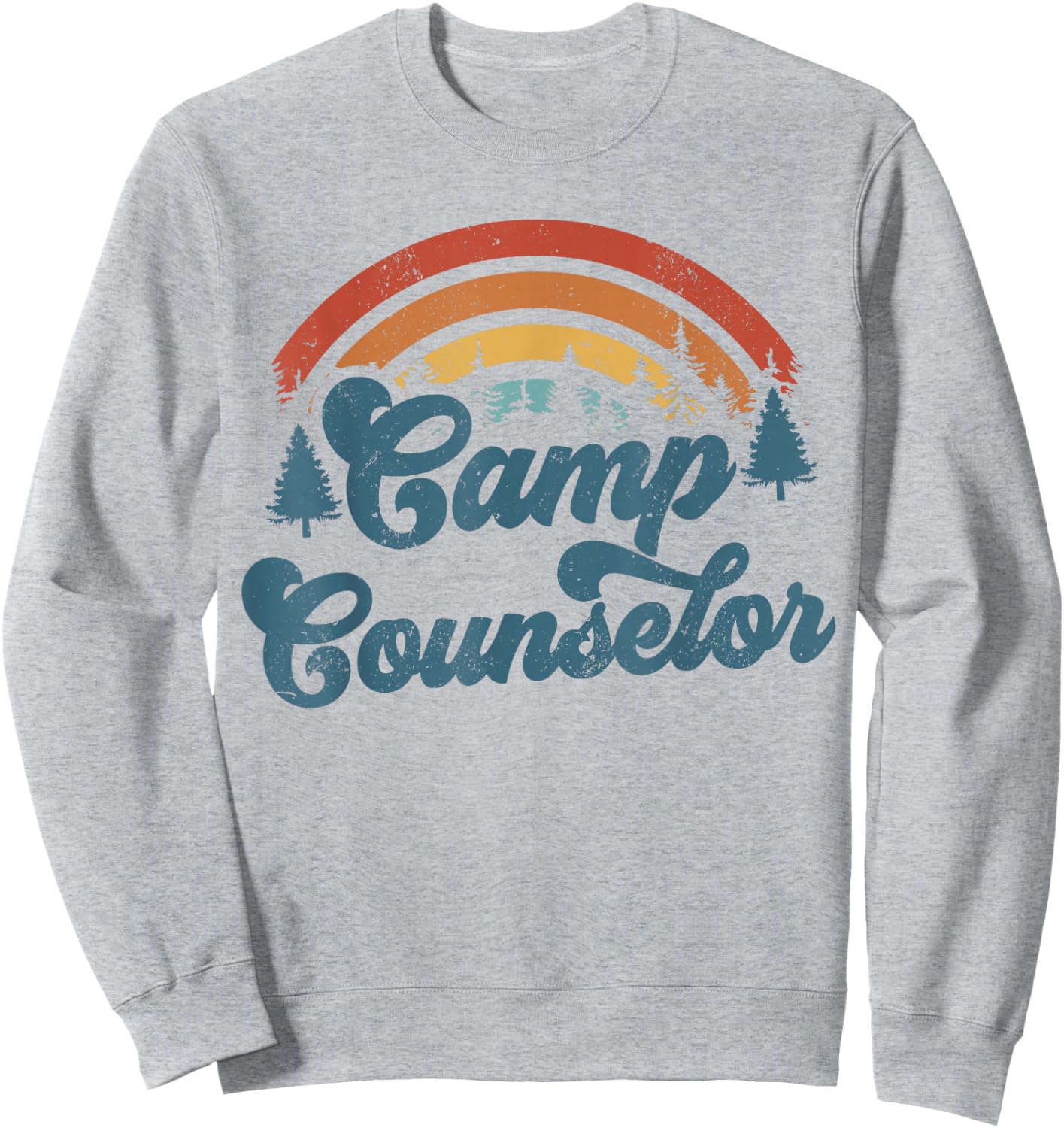 Summer Camp Counselor Staff Groovy Rainbow Camp Counselor Sweatshirt - Sweatshirt | Ash