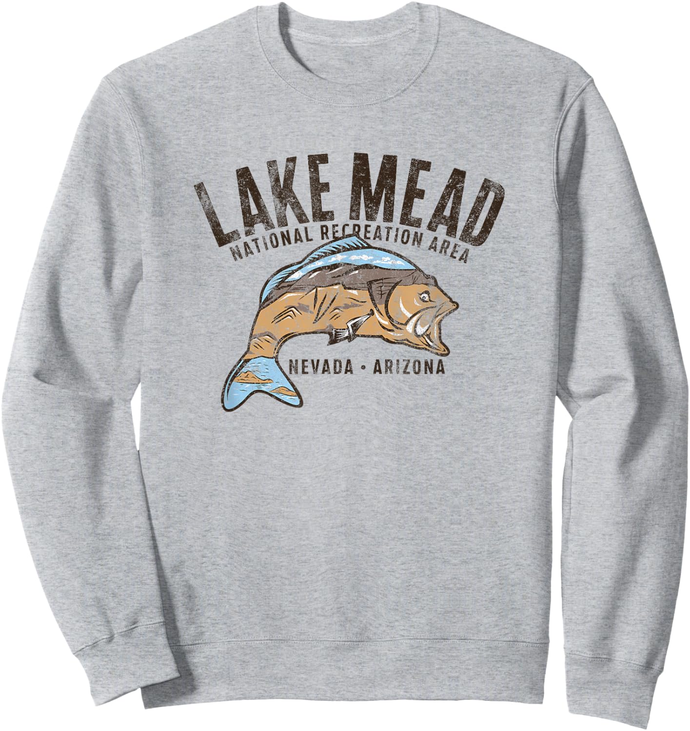 Lake Mead National Recreation Area Retro Fish Sweatshirt - Sweatshirt | Ash