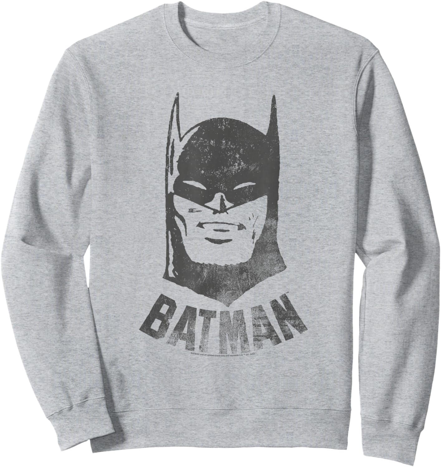 Popfunk Batman Vintage Cotton Grey , -Adults & Kids, Short Sleeve, Small, , Classic Fit, Retro Style, Letter Print Pattern Sweatshirt - Sweatshirt | Ash