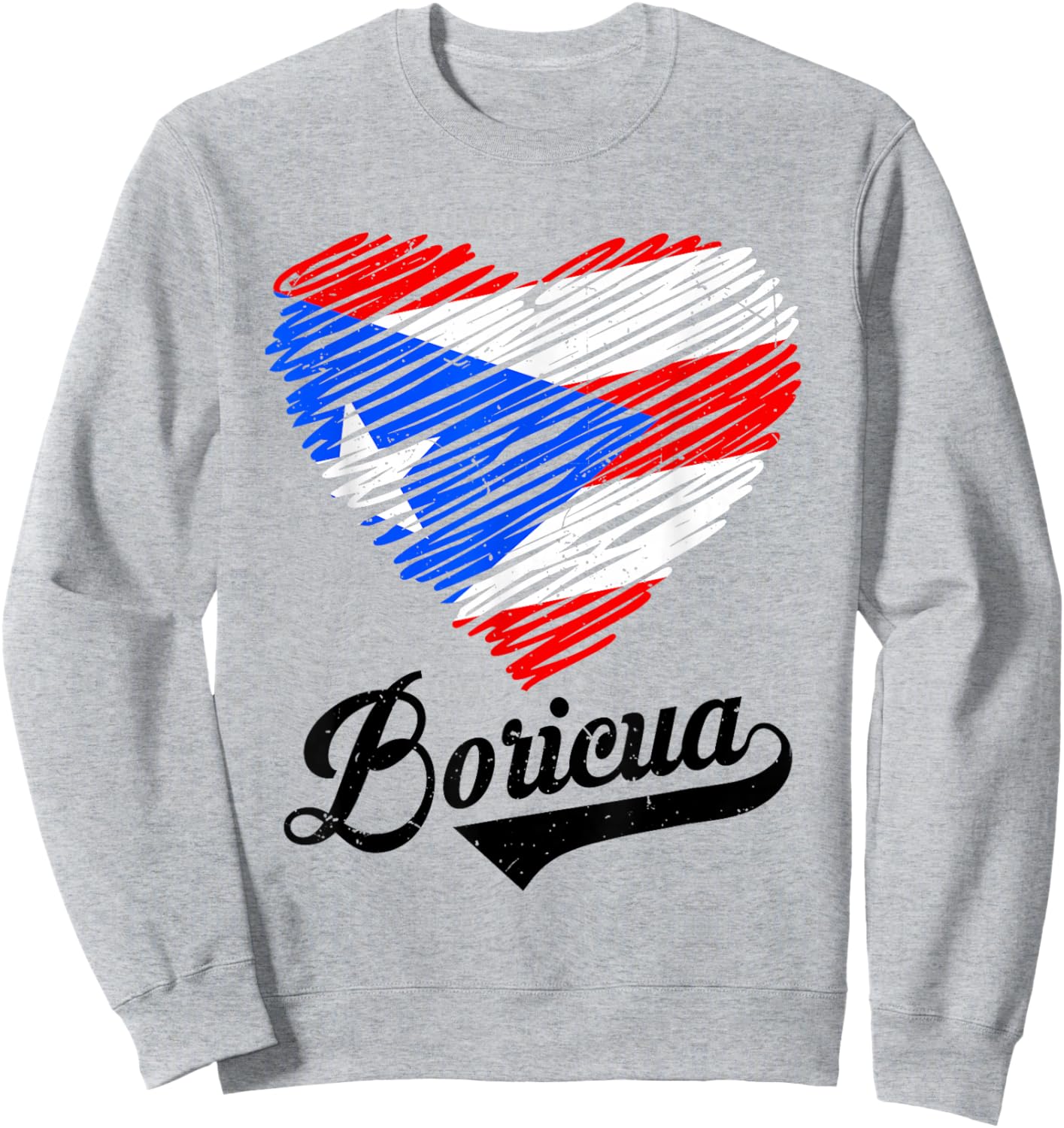 Puerto Rico Flag Heart Boricua Women Rican Hispanic Heritage Sweatshirt - Sweatshirt | Ash