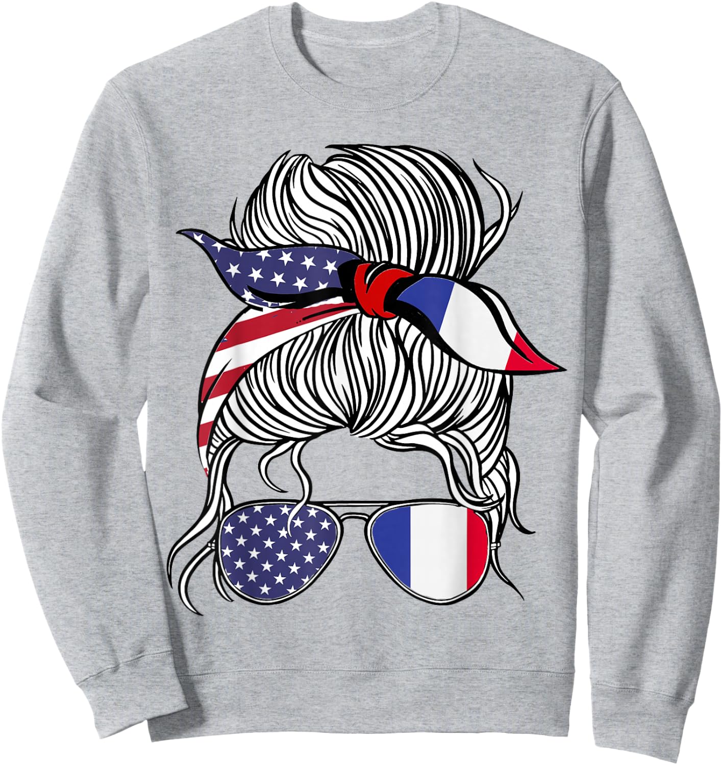 American French Patriot Flag Women Girl France Grown Sweatshirt - Sweatshirt | Ash