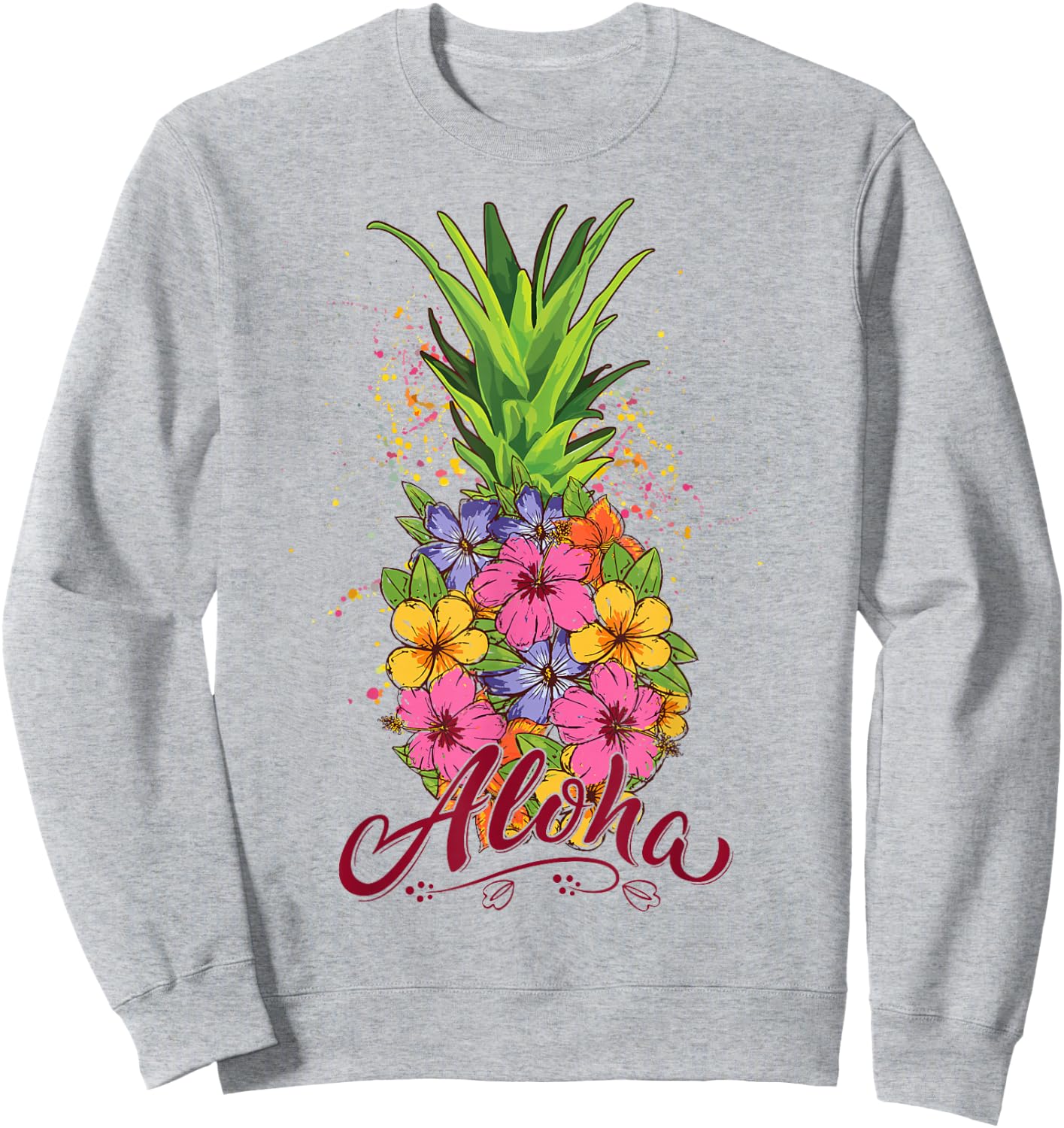 Aloha Hawaiian Teen Girl Toddler Pineapple Hibiscus Sweatshirt - Sweatshirt | Ash
