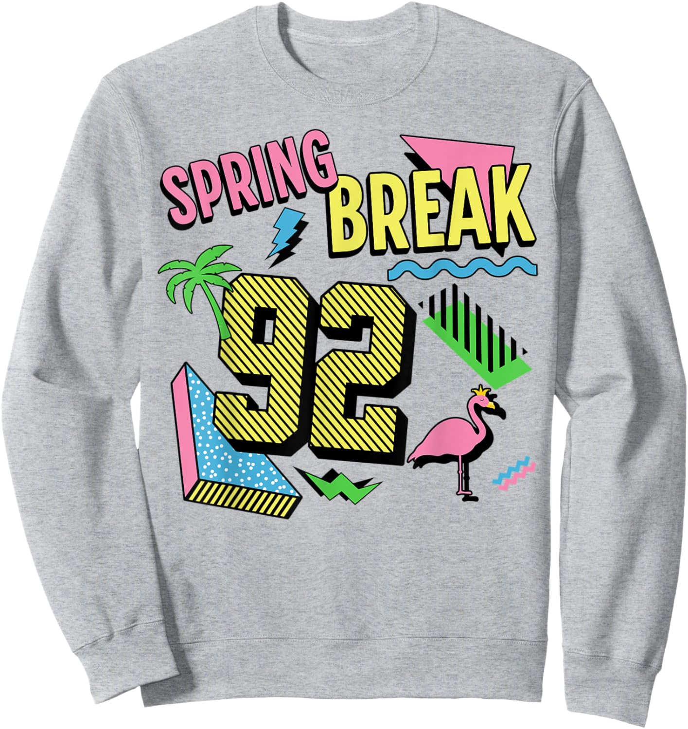 Spring Break Logo Retro Shape Graphic 1992 Throwback Design Sweatshirt - Sweatshirt | Ash