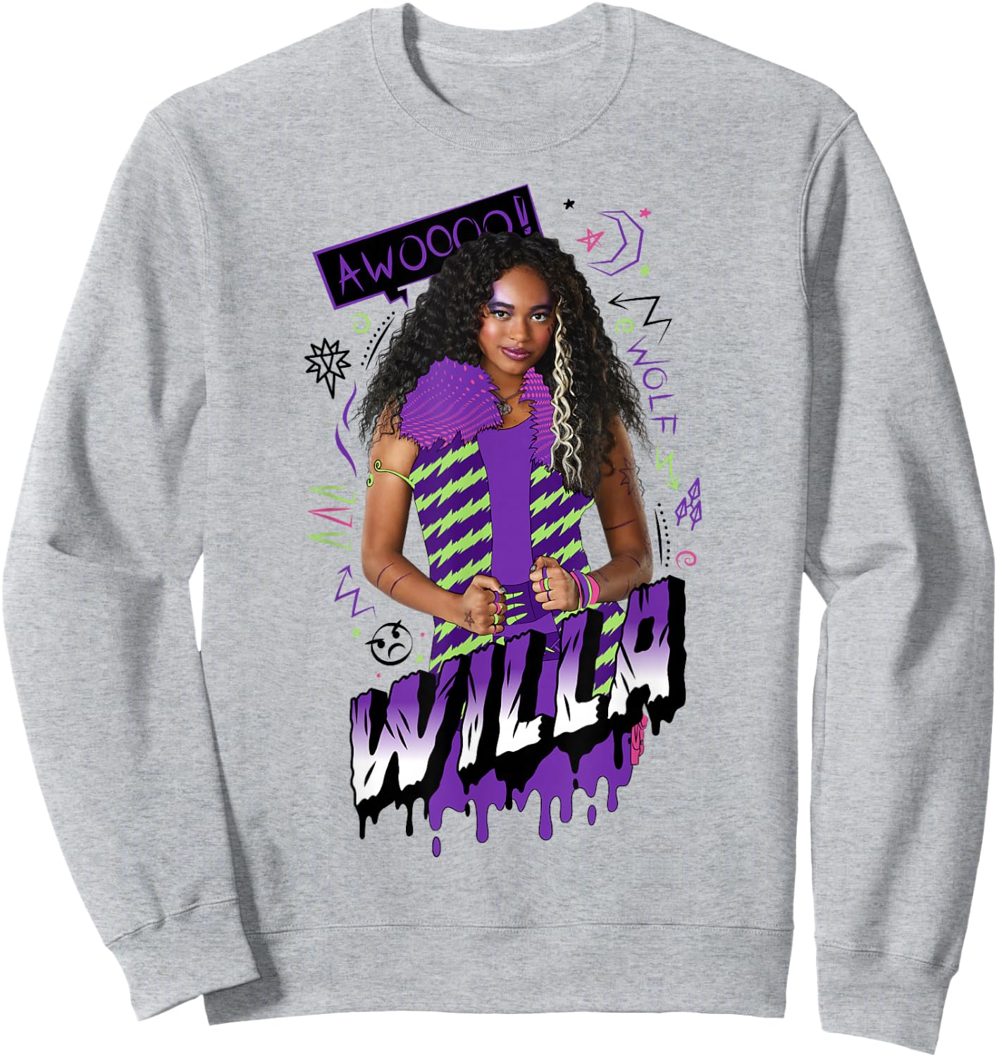 Disney Zombies Willa Wolf Retro Paint Drip Poster Sweatshirt - Sweatshirt | Ash