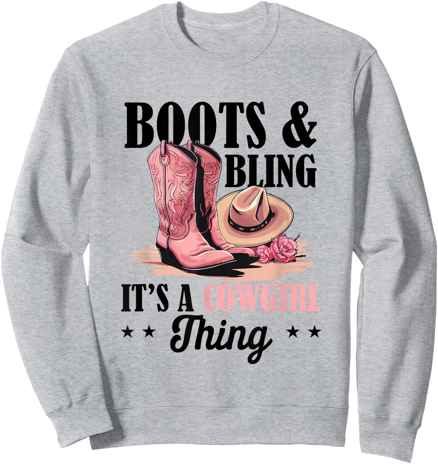 Rodeo Western Country Southern Cowgirl hat - Boots & Bling Sweatshirt - Sweatshirt | Ash