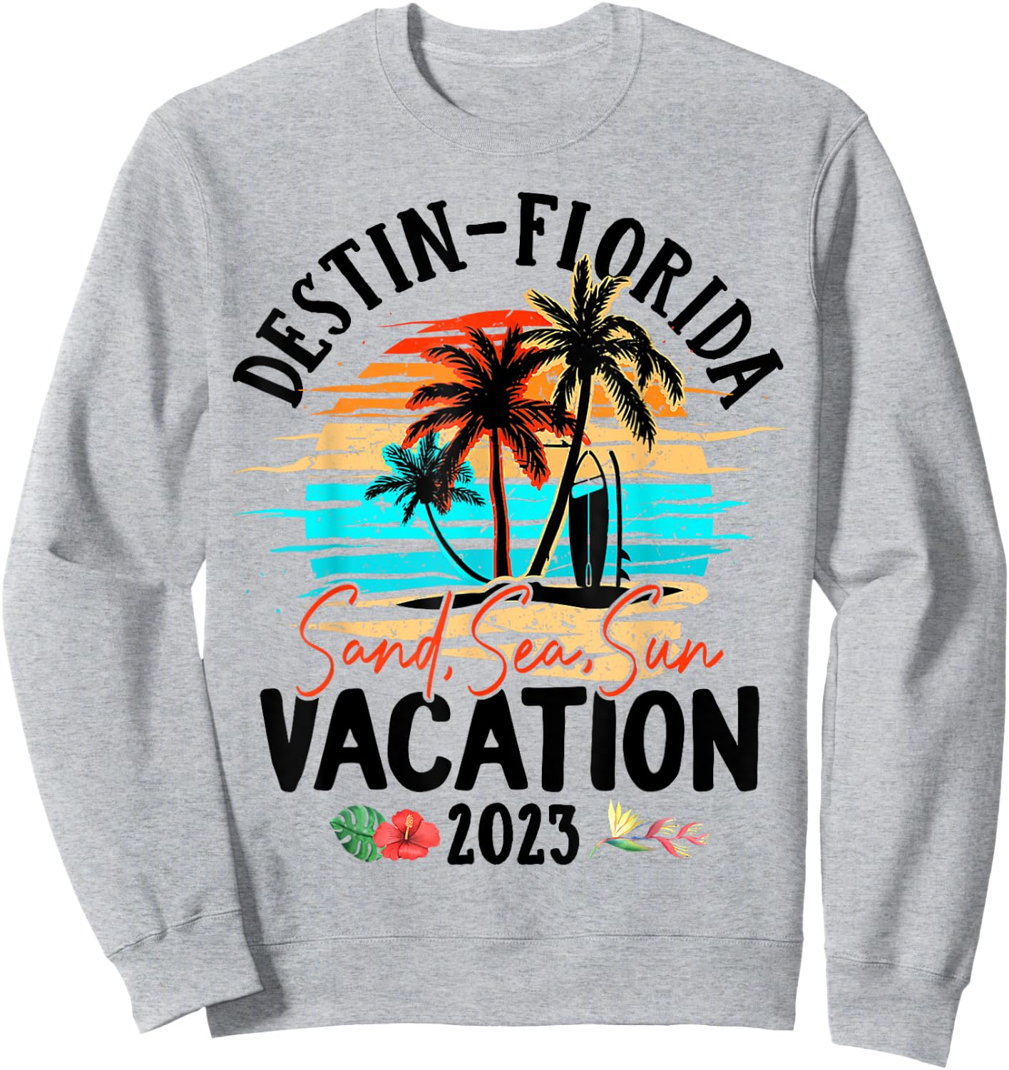 Destin Florida Vacation 2023 Matching Family Group Sweatshirt - Sweatshirt | Ash