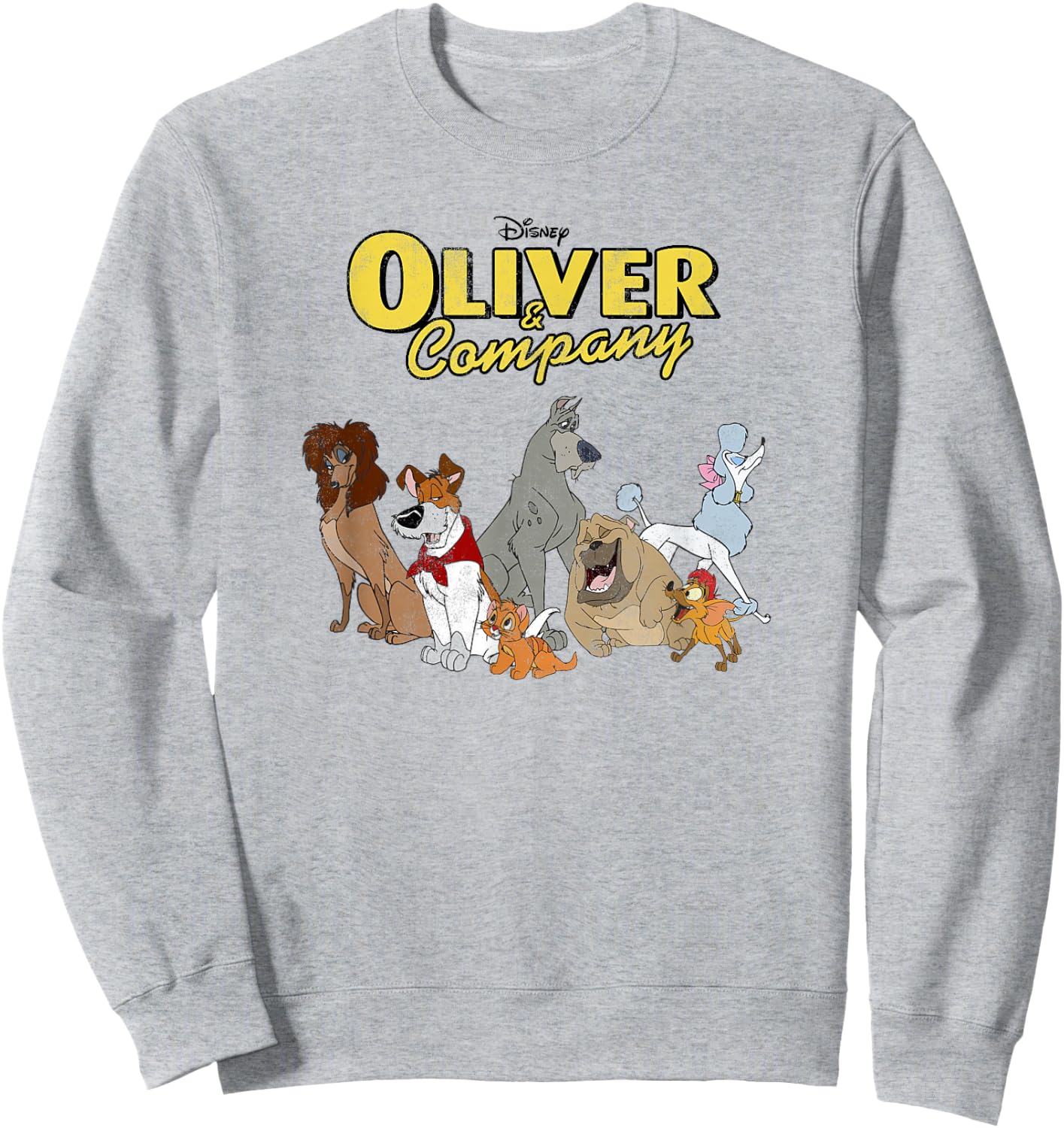 Disney Oliver & Company Group Shot Dog Gang Logo Sweatshirt - Sweatshirt | Ash