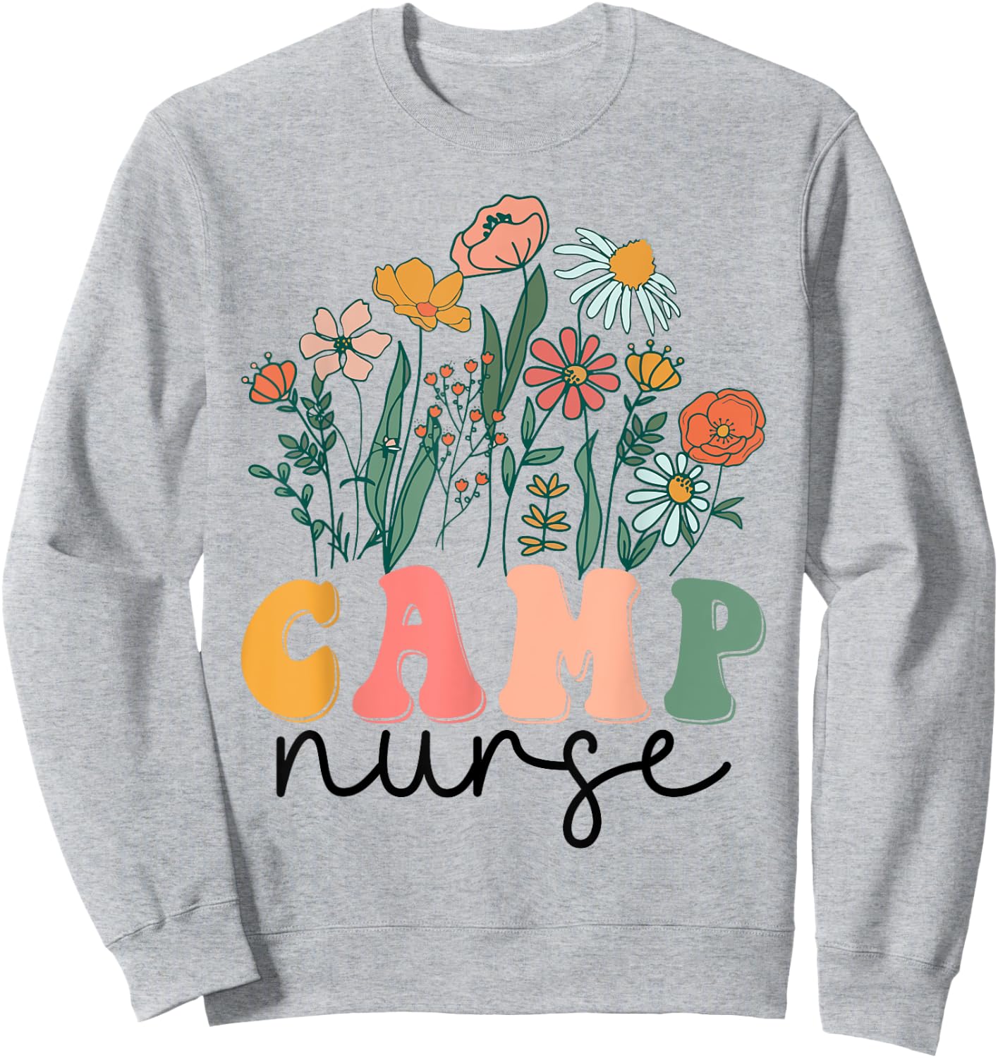 Groovy Wildflower Camp Nurse Sweatshirt - Sweatshirt | Ash