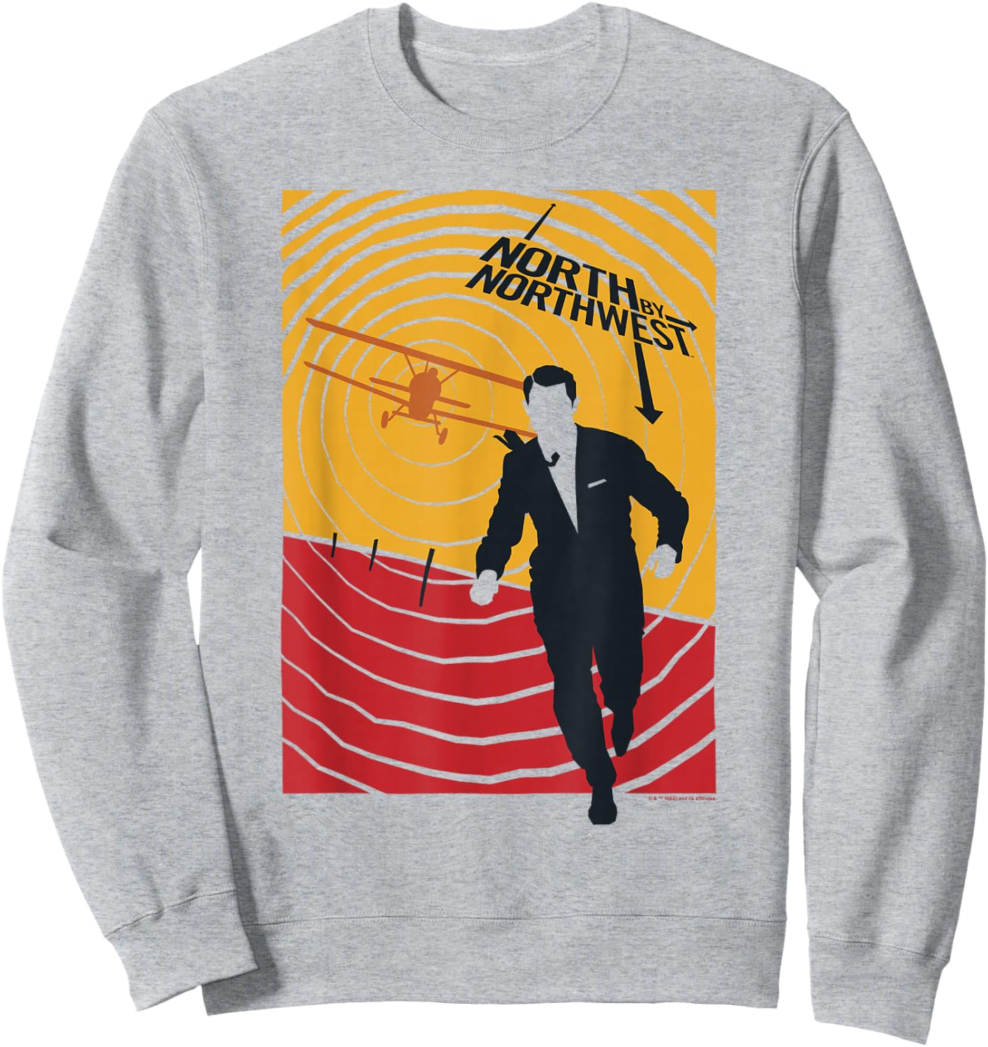 WB100 North by Northwest Vintage Retro Radar Movie Poster Sweatshirt - Sweatshirt | Ash