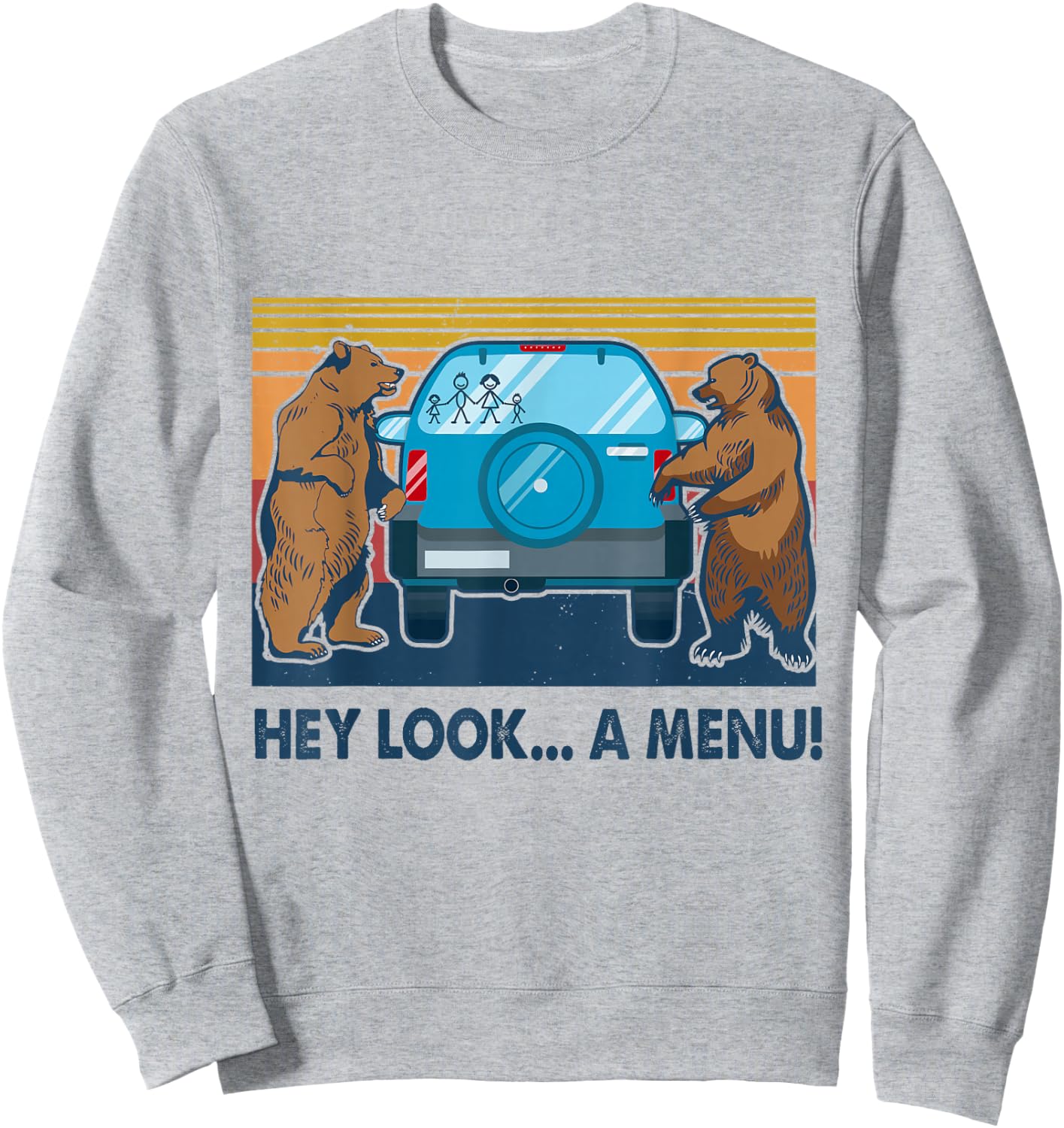 Hey Look A Menu Vintage Camping Camper Hiking Bear Outdoor Sweatshirt - Sweatshirt | Ash