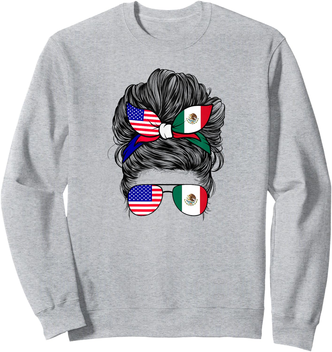 Half American And Mexican Mexico America Flag Girl Sweatshirt - Sweatshirt | Ash