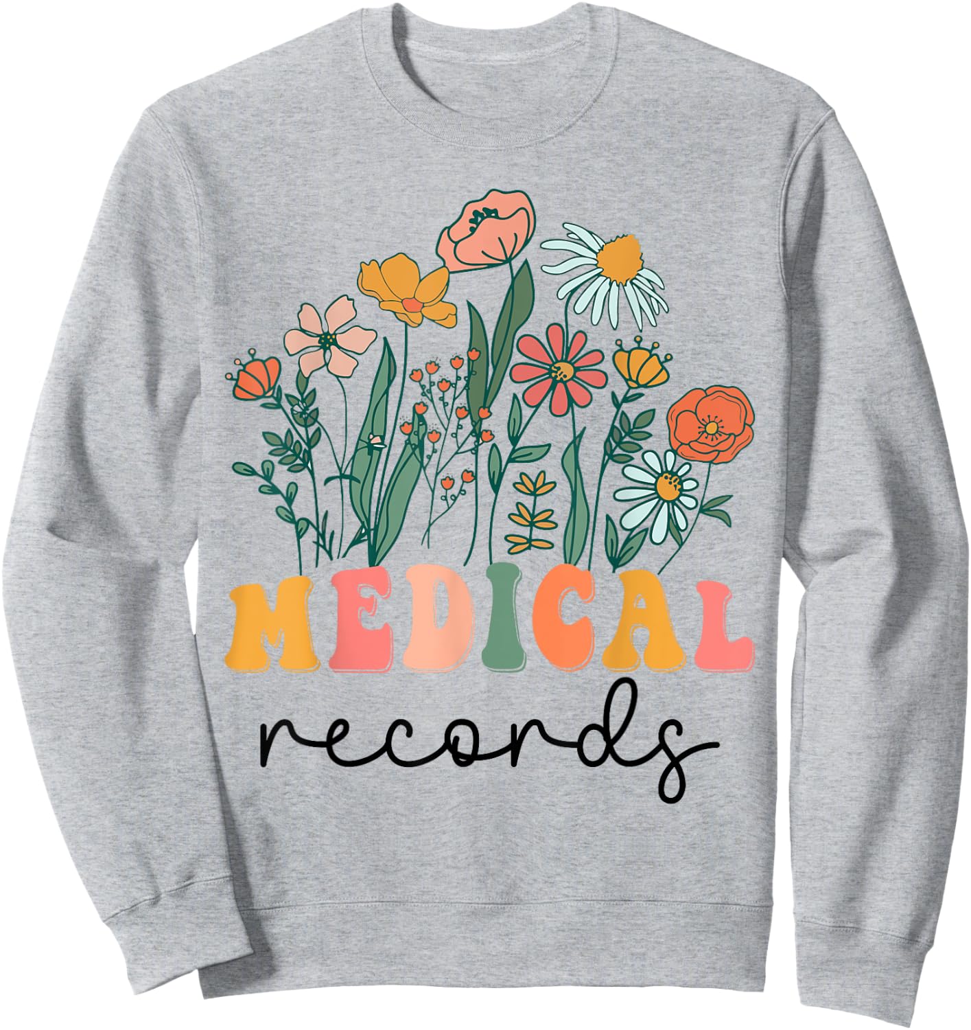 Groovy Wildflower Medical Records Sweatshirt - Sweatshirt | Ash