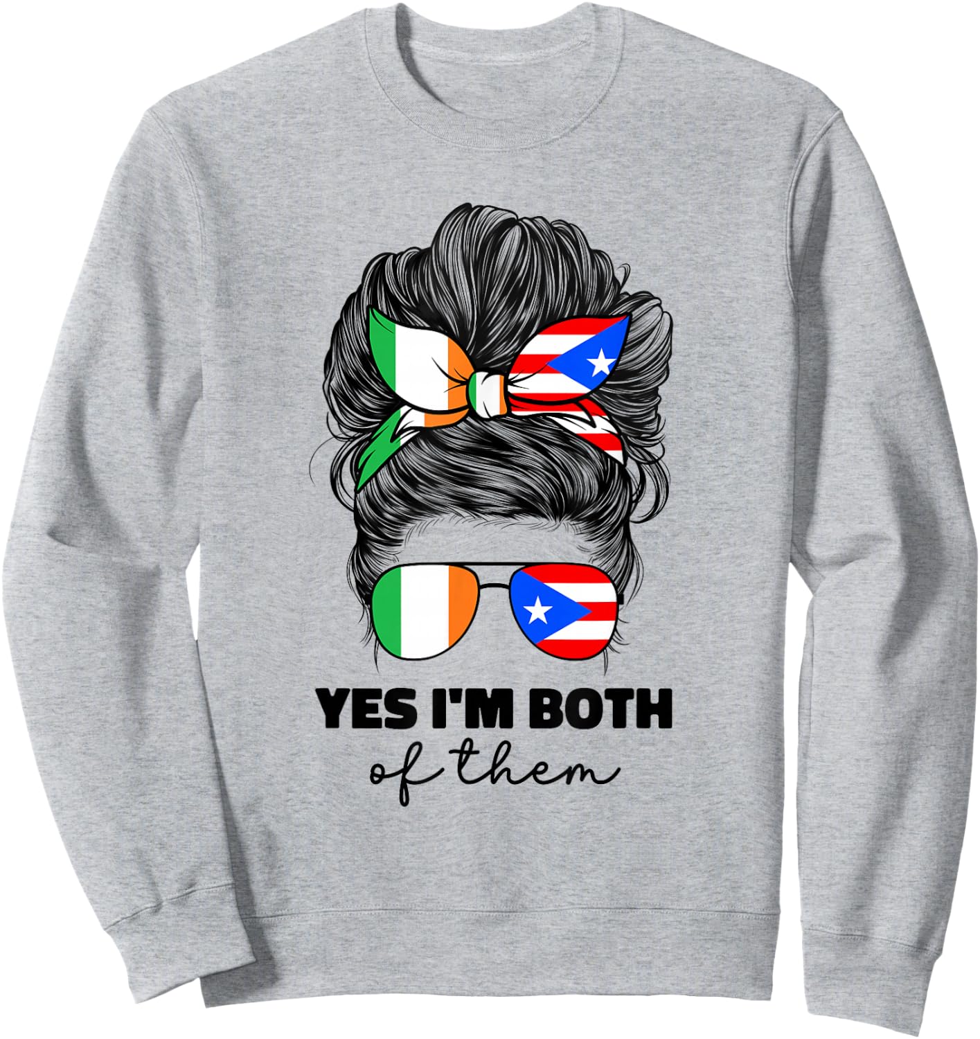 Half Irish And Puerto Rican Rico Ireland Flag Girl Sweatshirt - Sweatshirt | Ash