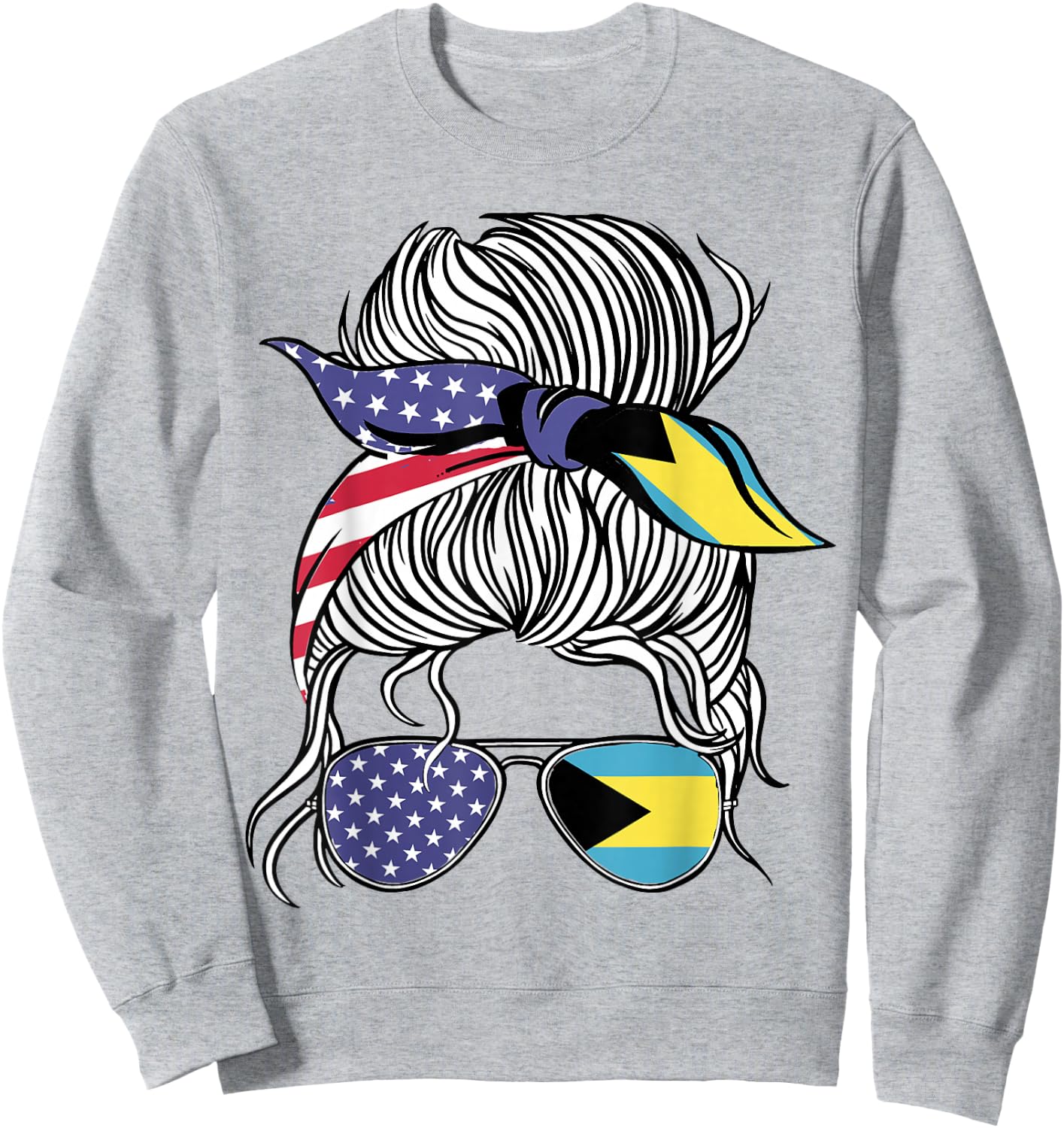 Bahamian American Patriot Grown Proud Women Girl Flag Sweatshirt - Sweatshirt | Ash