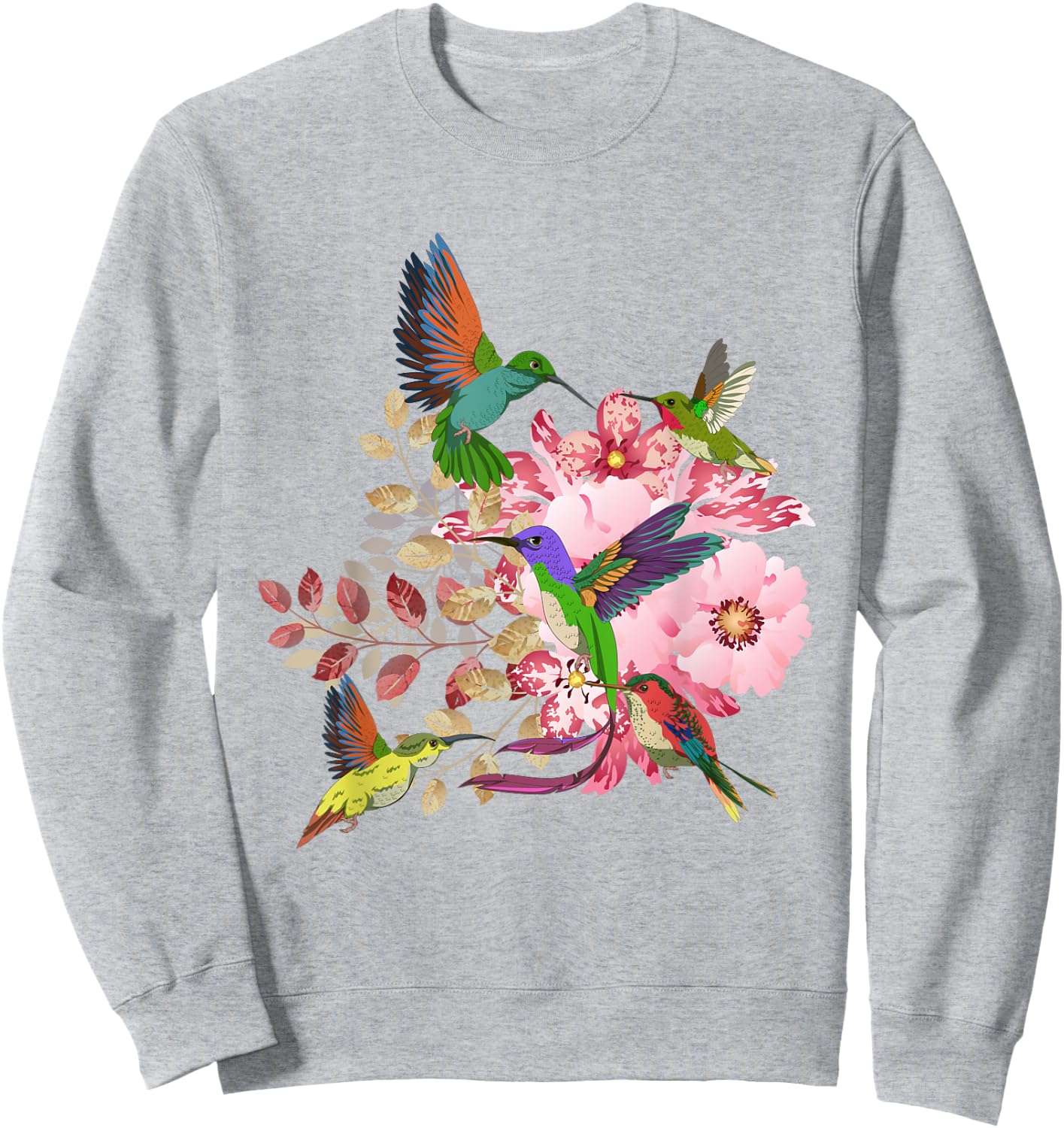 Flowers Hummingbird Floral Bird Animal Vintage Hummingbird Sweatshirt - Sweatshirt | Ash