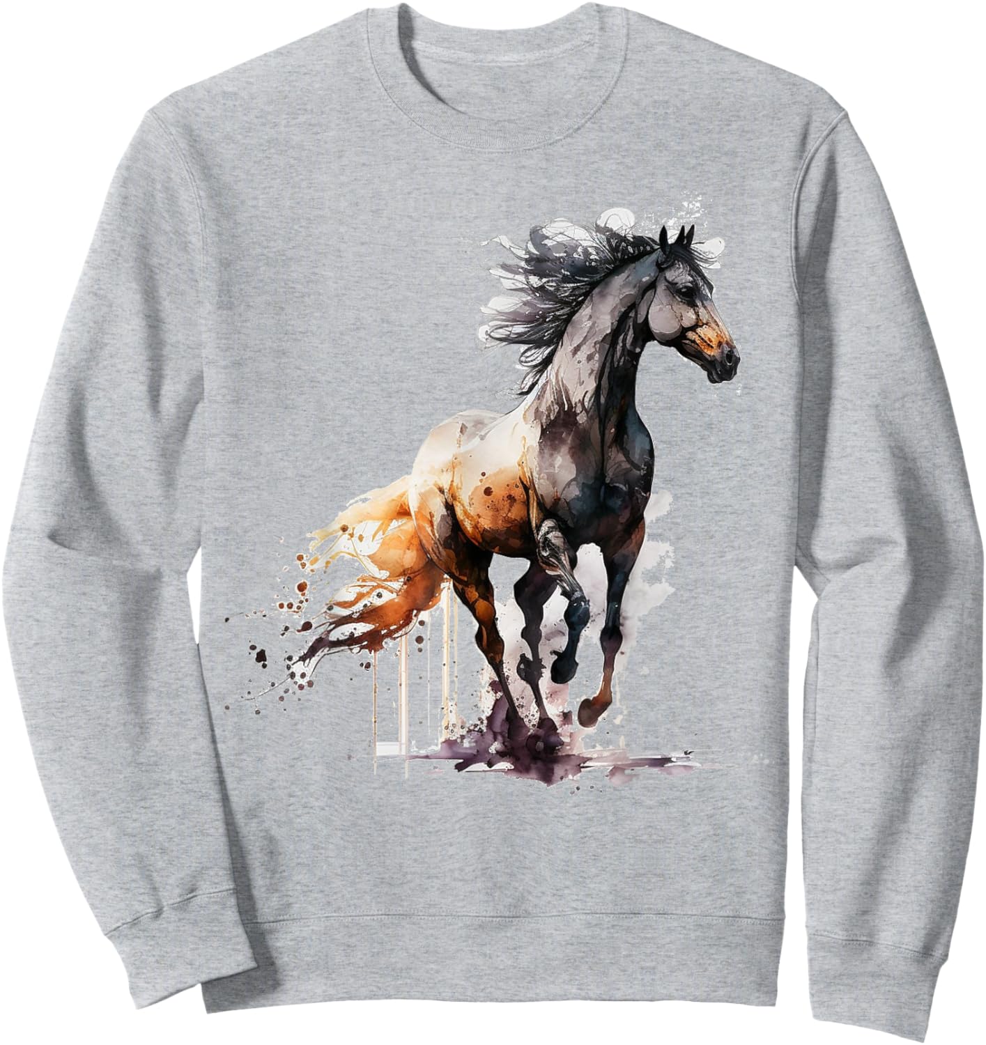 Horse art animal print horse motif horse Sweatshirt - Sweatshirt | Ash