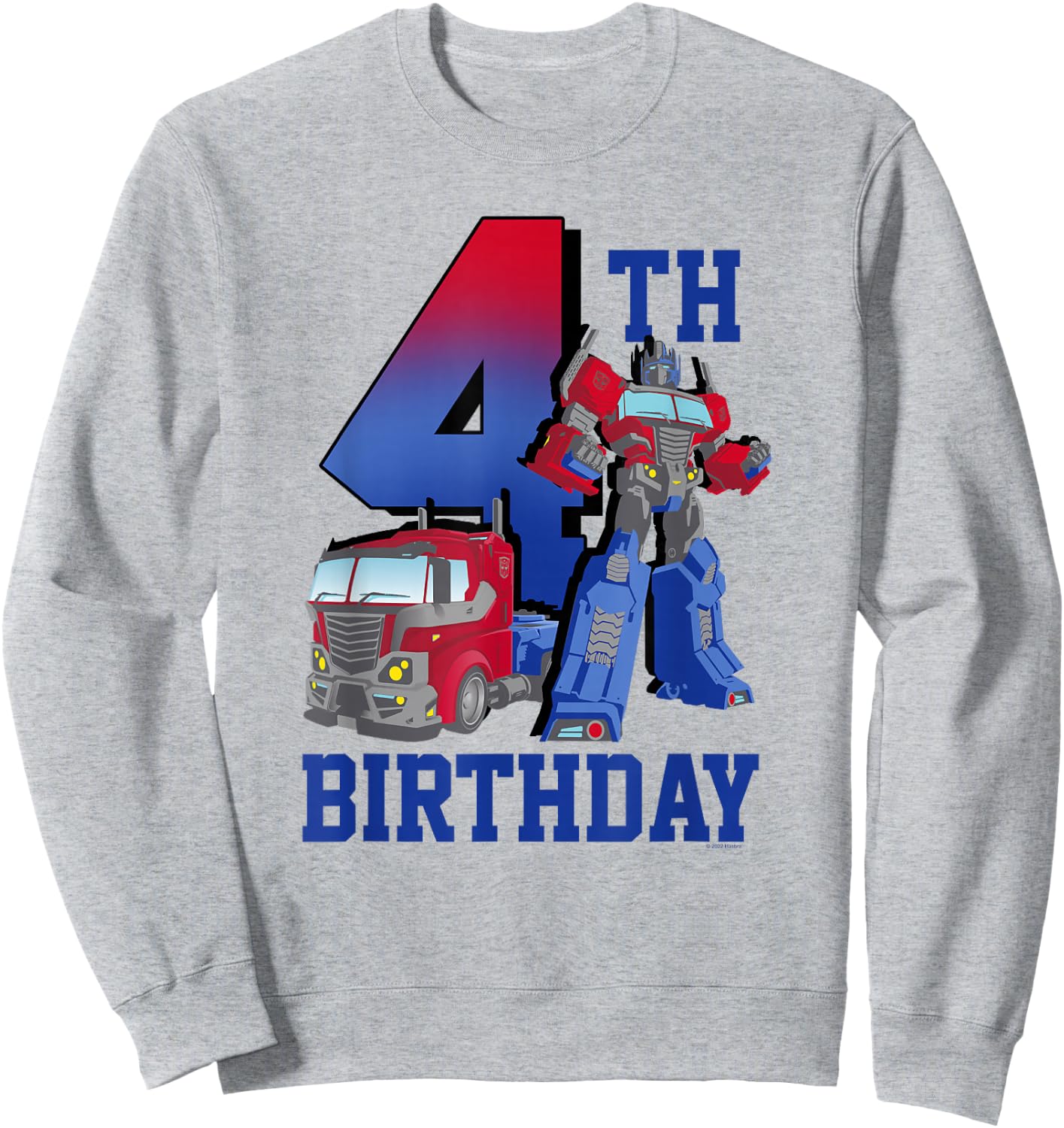 Transformers Optimus Prime 4th Birthday Gradient Fill Poster Sweatshirt - Sweatshirt | Ash