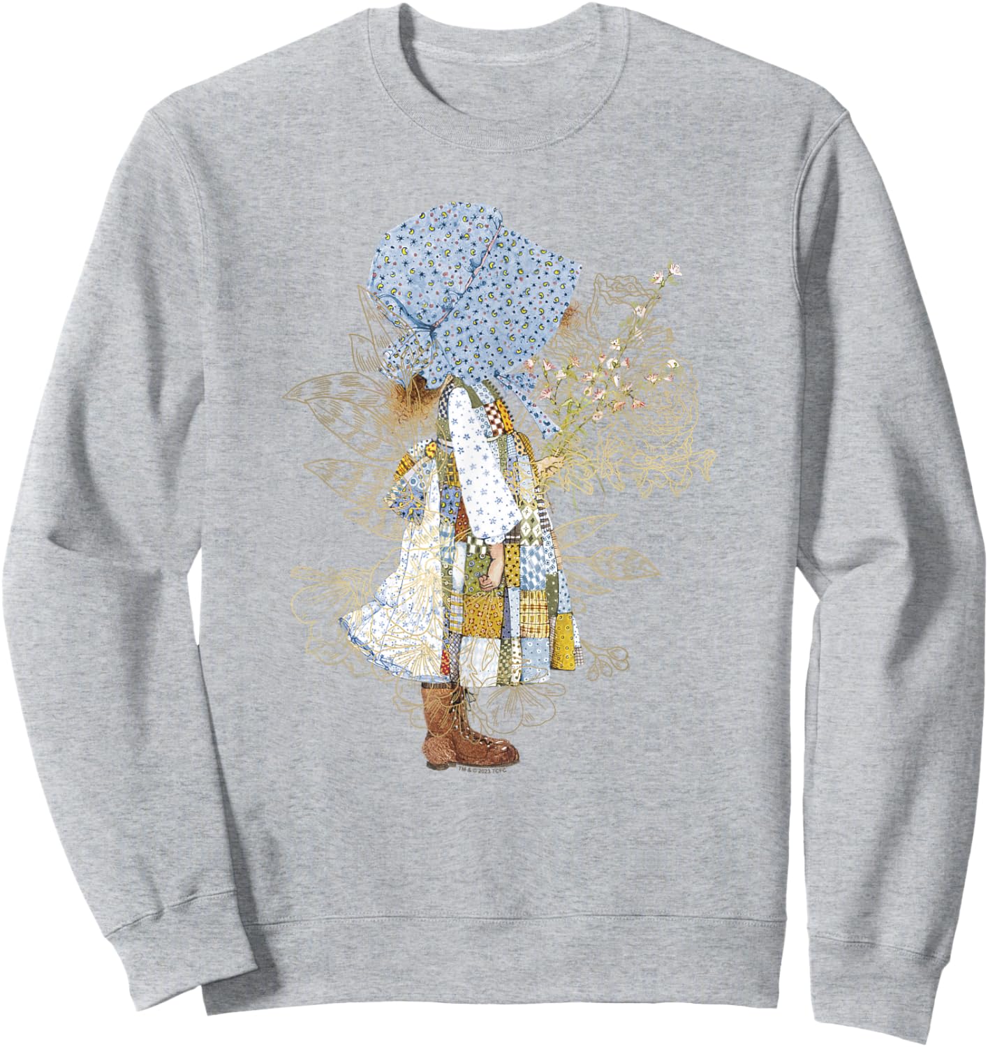 Holly Hobbie County Girl Holding Flowers Sweet Vintage Sweatshirt - Sweatshirt | Ash