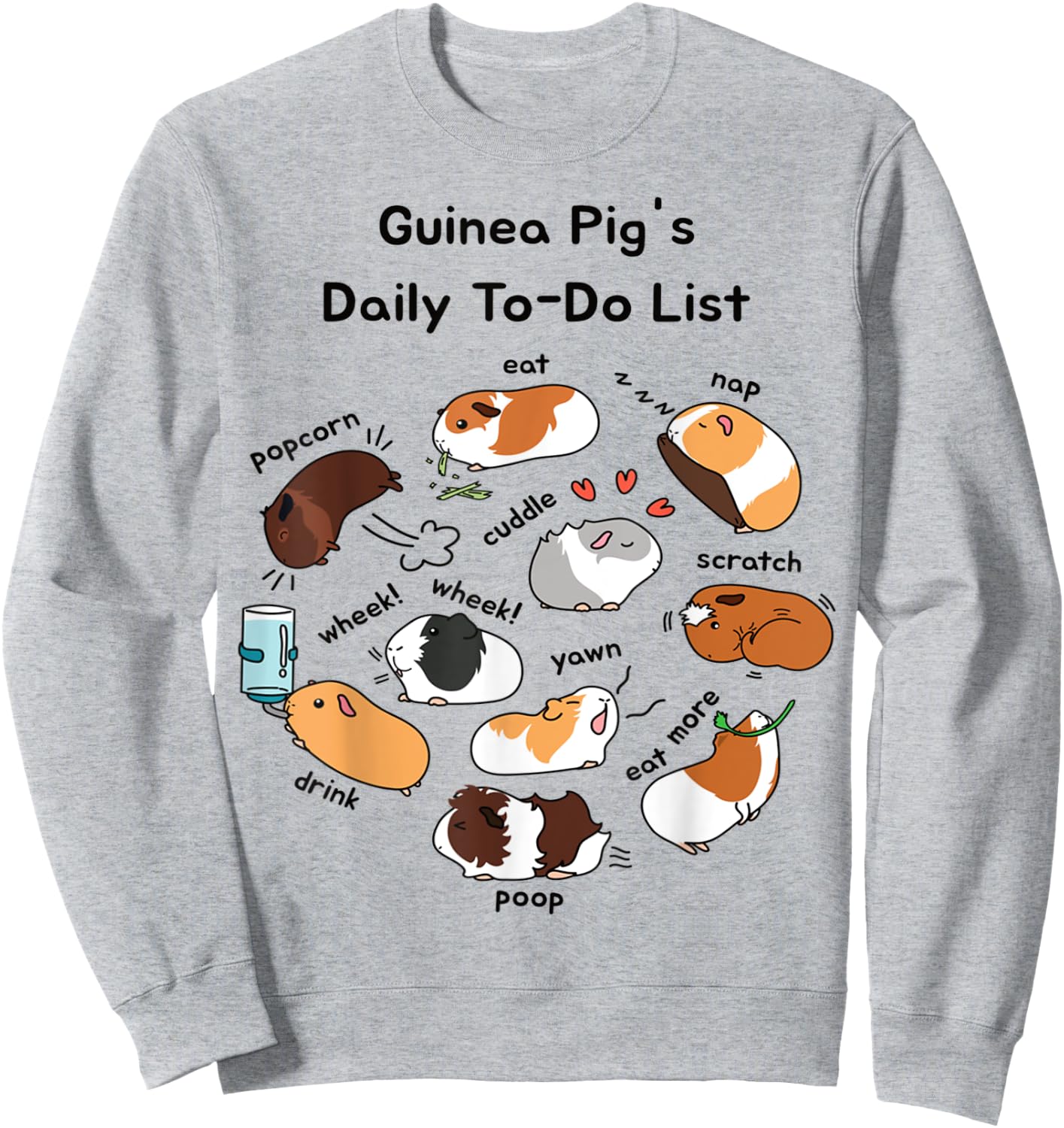 Guinea Pig Daily To-Do List Funny Cute Guinea Pig Lover Sweatshirt - Sweatshirt | Ash