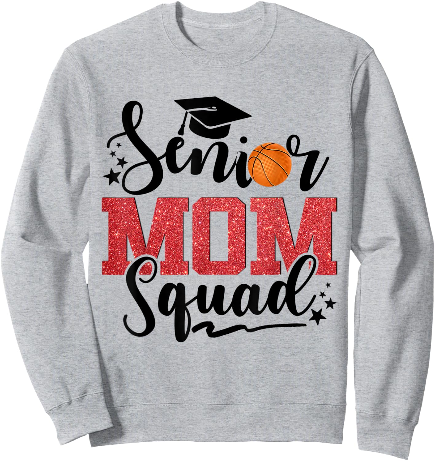 Senior Mom Squad Basketball Sweatshirt - Sweatshirt | Ash