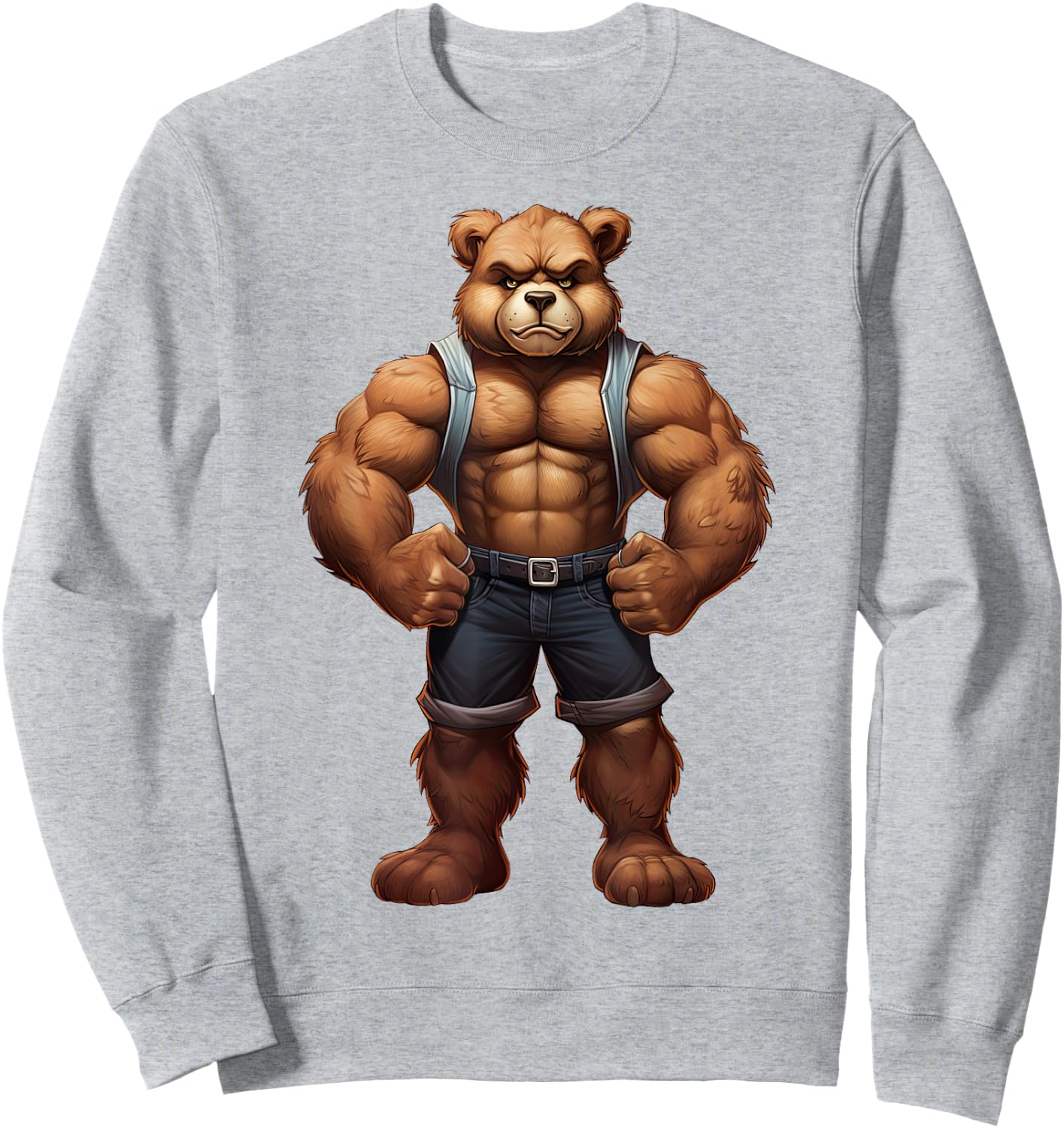 Teddy Bear Bodybuilder Muscular Body Gym Fitness Sweatshirt - Sweatshirt | Ash